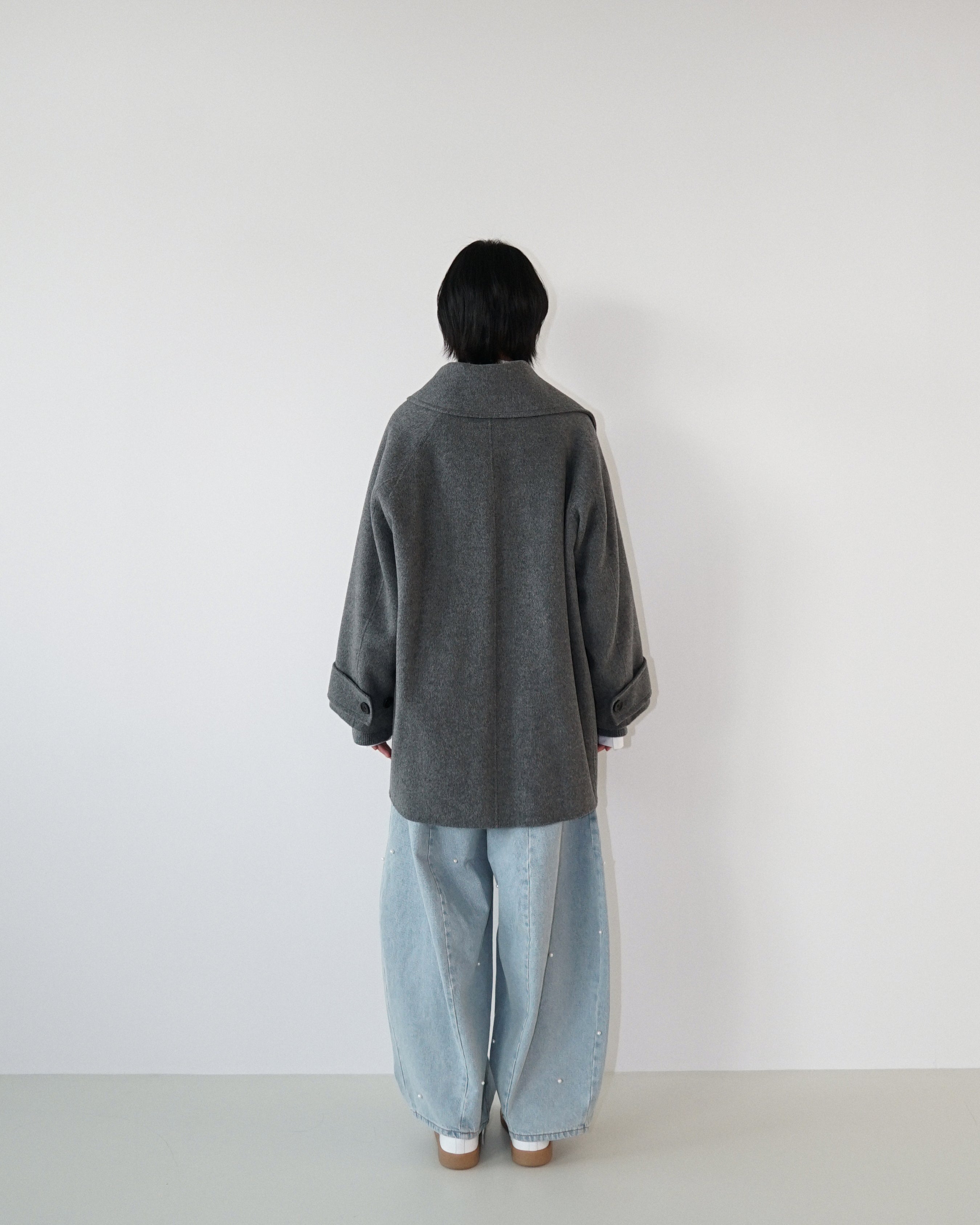 Kimhe Kim - Scarf Detail Half Coat (Charcoal) product image 7 | TRAB K-Fashion Australia