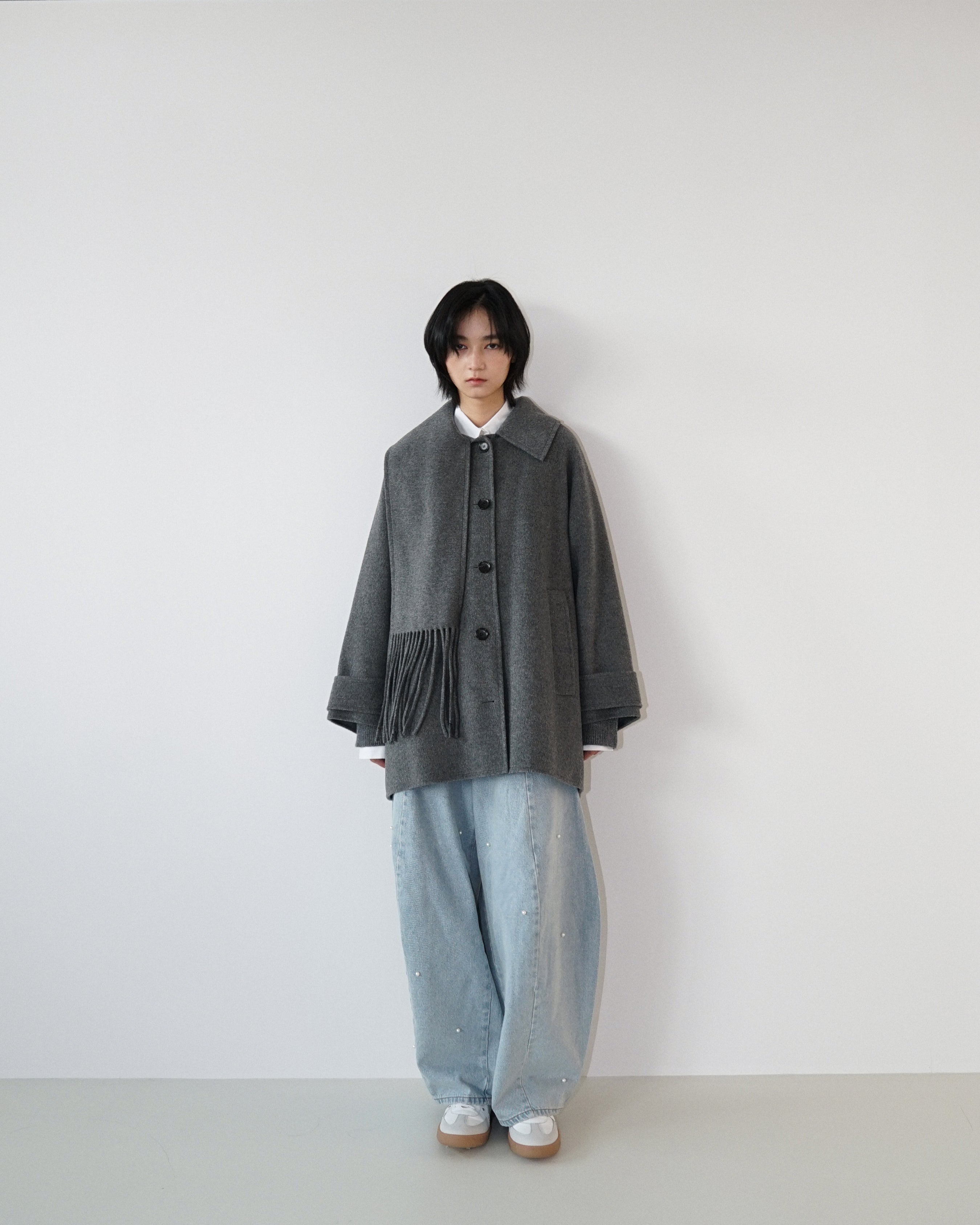 Kimhe Kim - Scarf Detail Half Coat (Charcoal) product image 2 | TRAB K-Fashion Australia