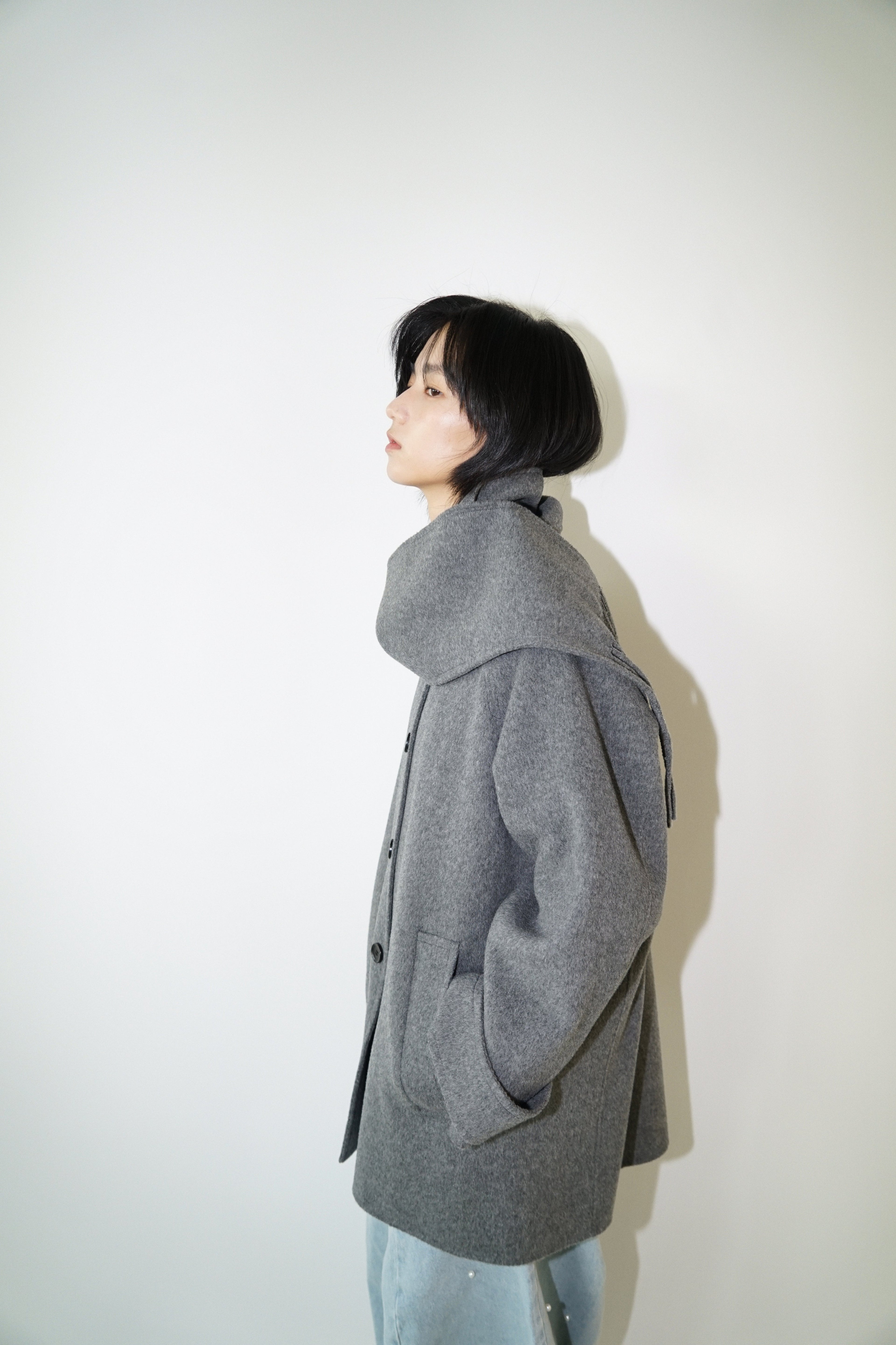 Kimhe Kim - Scarf Detail Half Coat (Charcoal) product image 9 | TRAB K-Fashion Australia