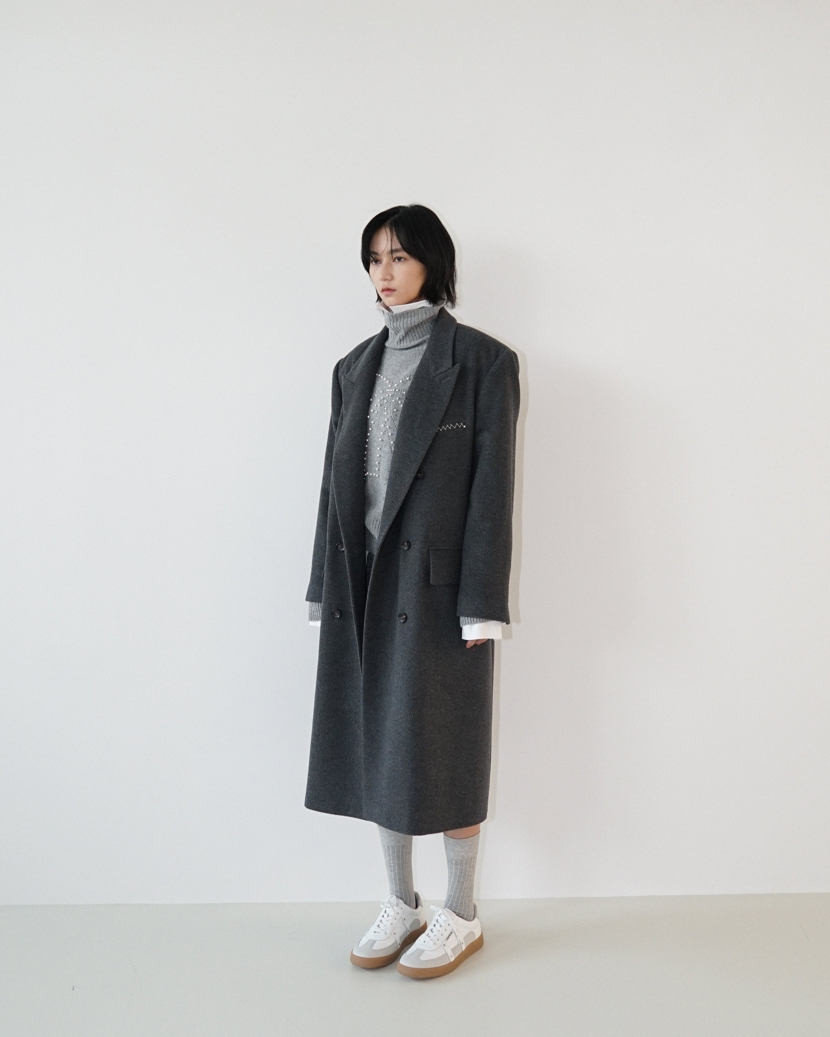 Kimhe Kim - Daniel Double Brestead Coat (Grey) product image 2 | TRAB K-Fashion Australia