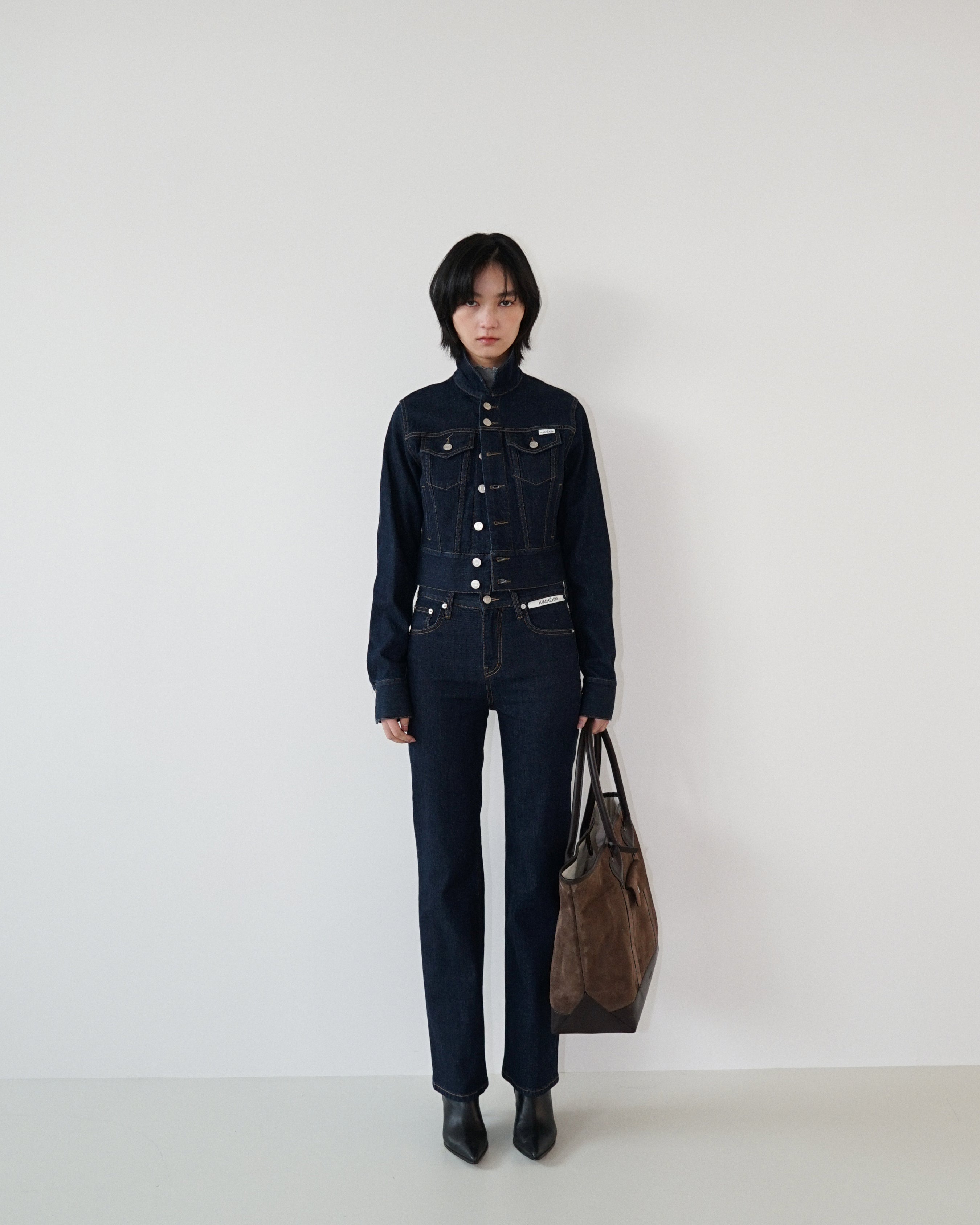 Kimhe Kim - Lesley Denim Cropped Jacket (Indigo Blue) product image 1 | TRAB K-Fashion Australia