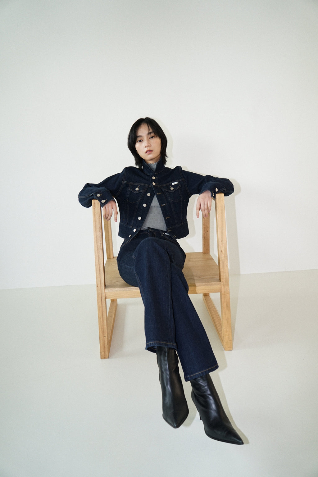 Kimhe Kim - Lesley Denim Cropped Jacket (Indigo Blue) product image 7 | TRAB K-Fashion Australia