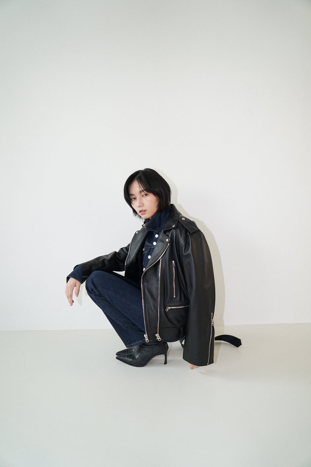 Kimhe Kim - Leather Biker Jacket (Black) product image 9 | TRAB K-Fashion Australia