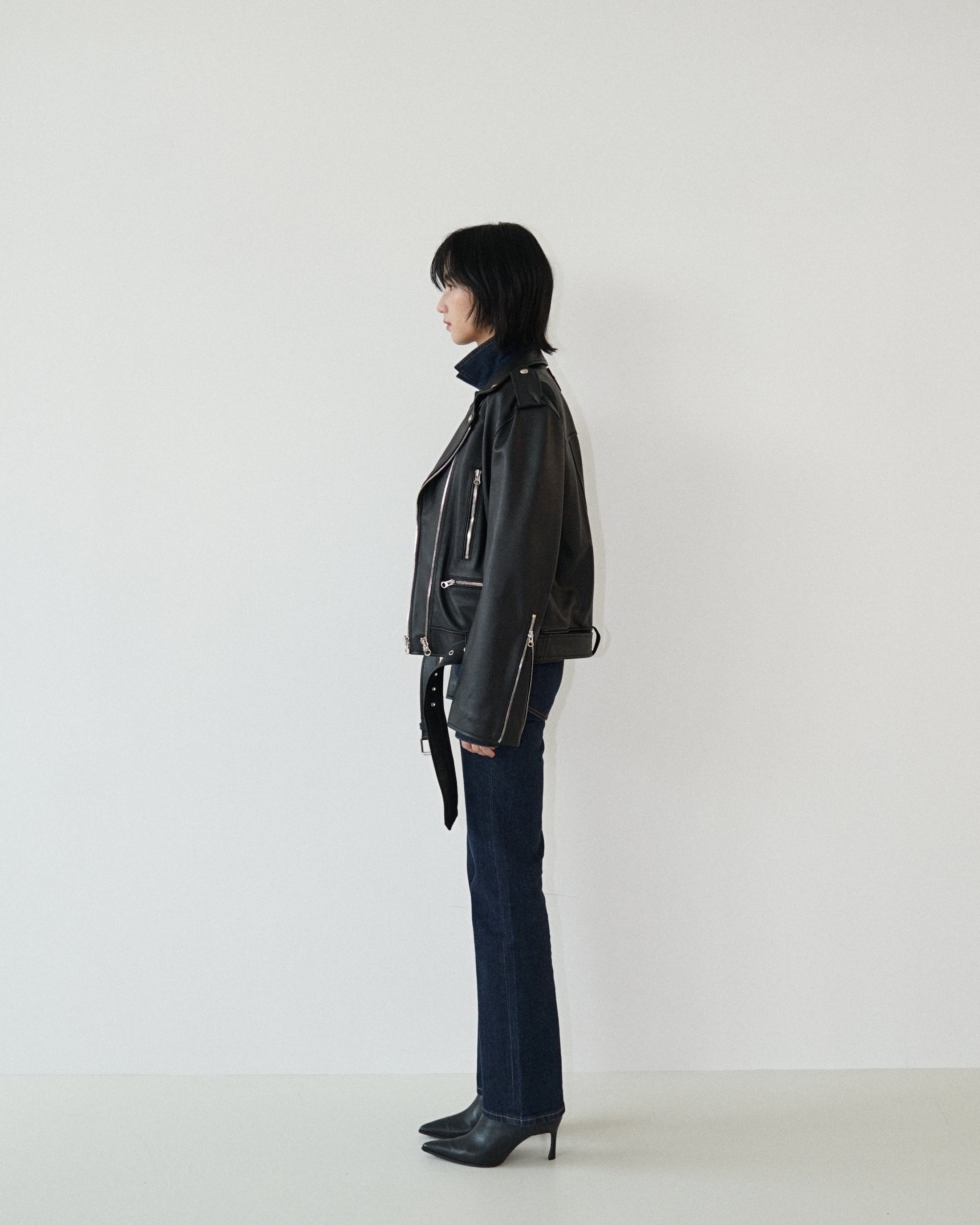 Kimhe Kim - Leather Biker Jacket (Black) product image 3 | TRAB K-Fashion Australia