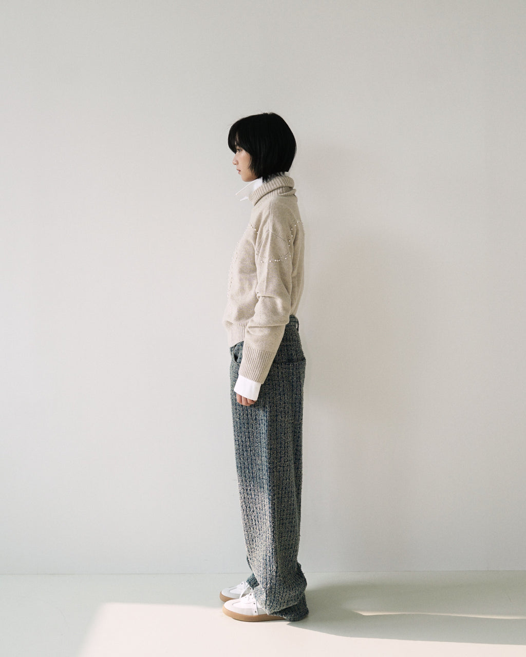 Kimhe Kim - Pearl Embellished Pointelle Sweater (Beige) product image 3 | TRAB K-Fashion Australia