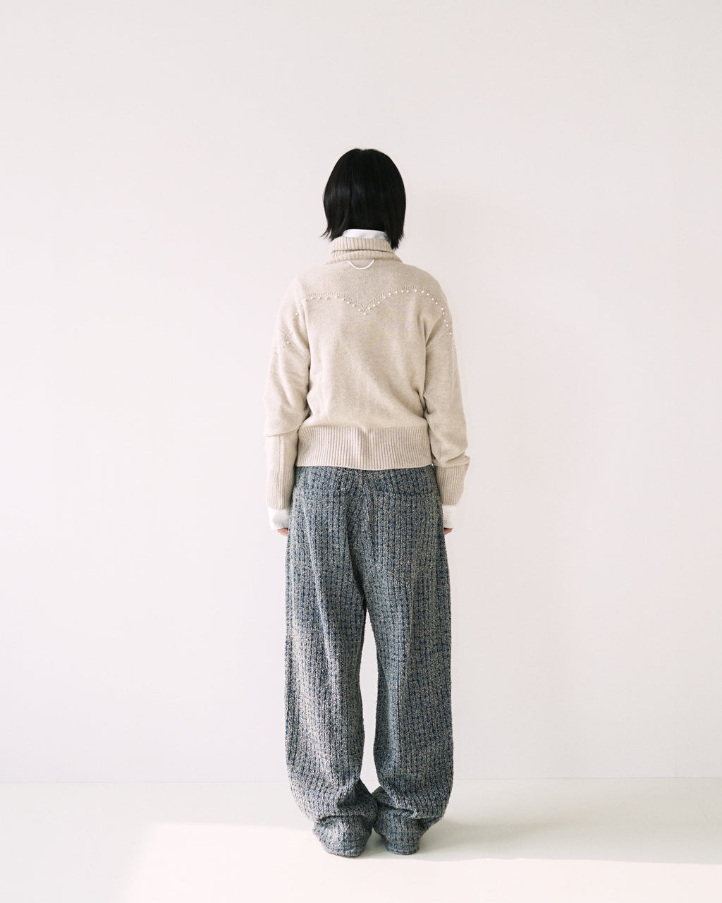 Kimhe Kim - Pearl Embellished Pointelle Sweater (Beige) product image 4 | TRAB K-Fashion Australia