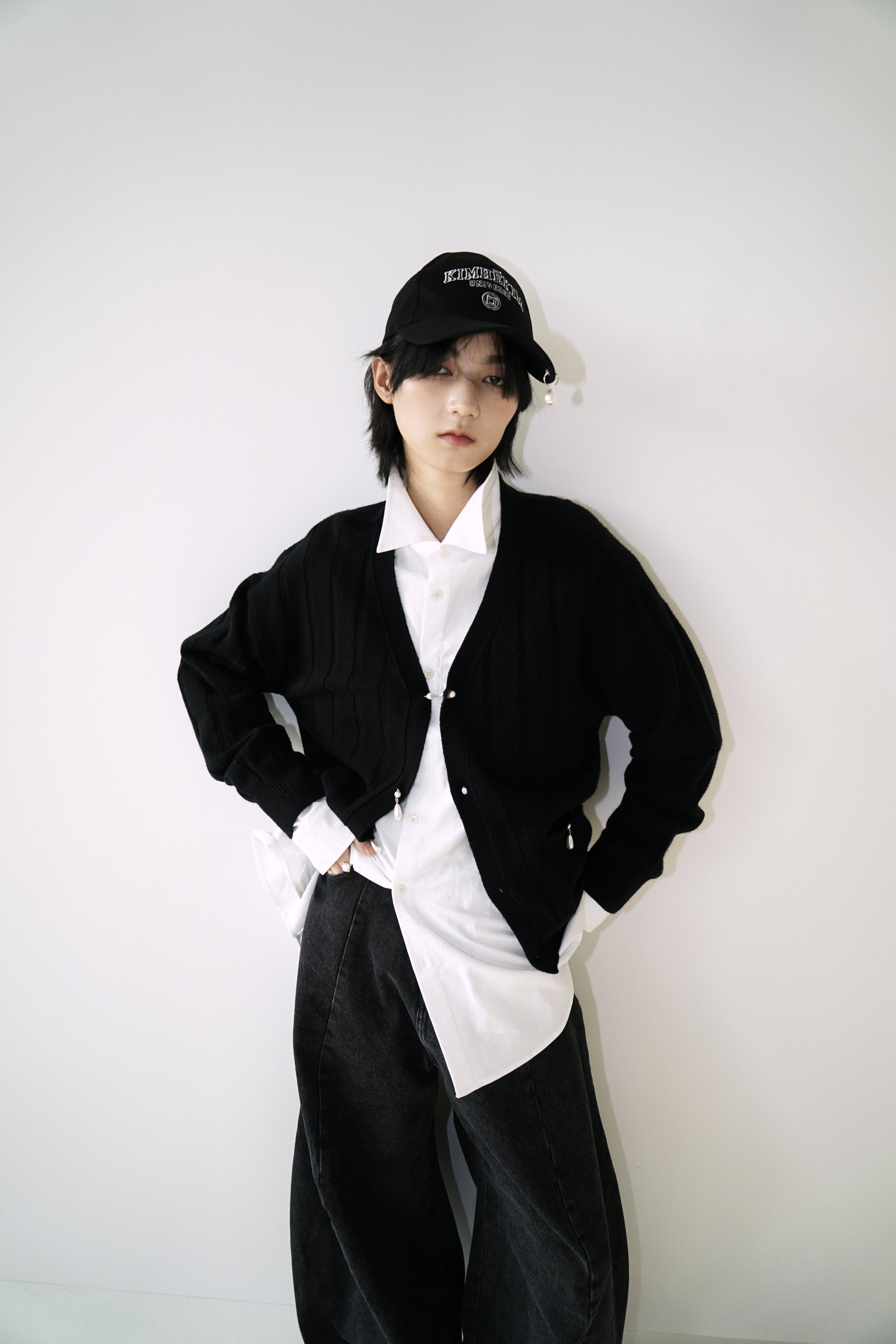 Kimhe Kim - Pearl Pierced Baseball Cap (Black) product image 10 | TRAB K-Fashion Australia