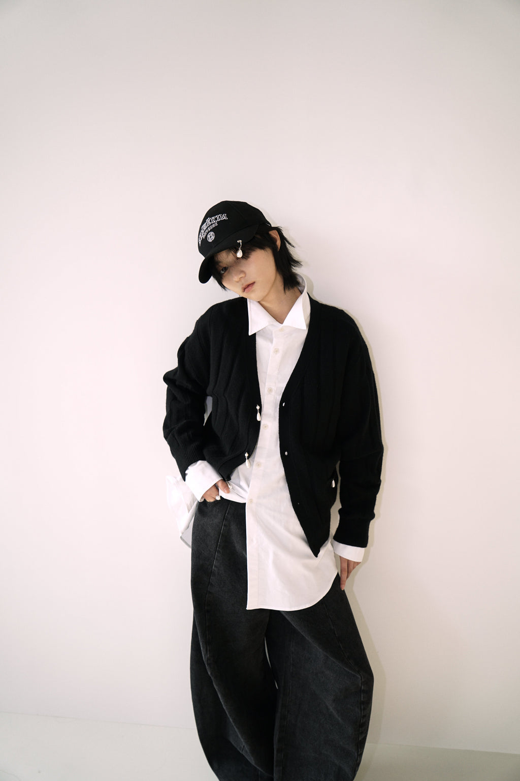 Kimhe Kim - Pearl Embellished V-Neck Cardigan (Black) product image 10 | TRAB K-Fashion Australia