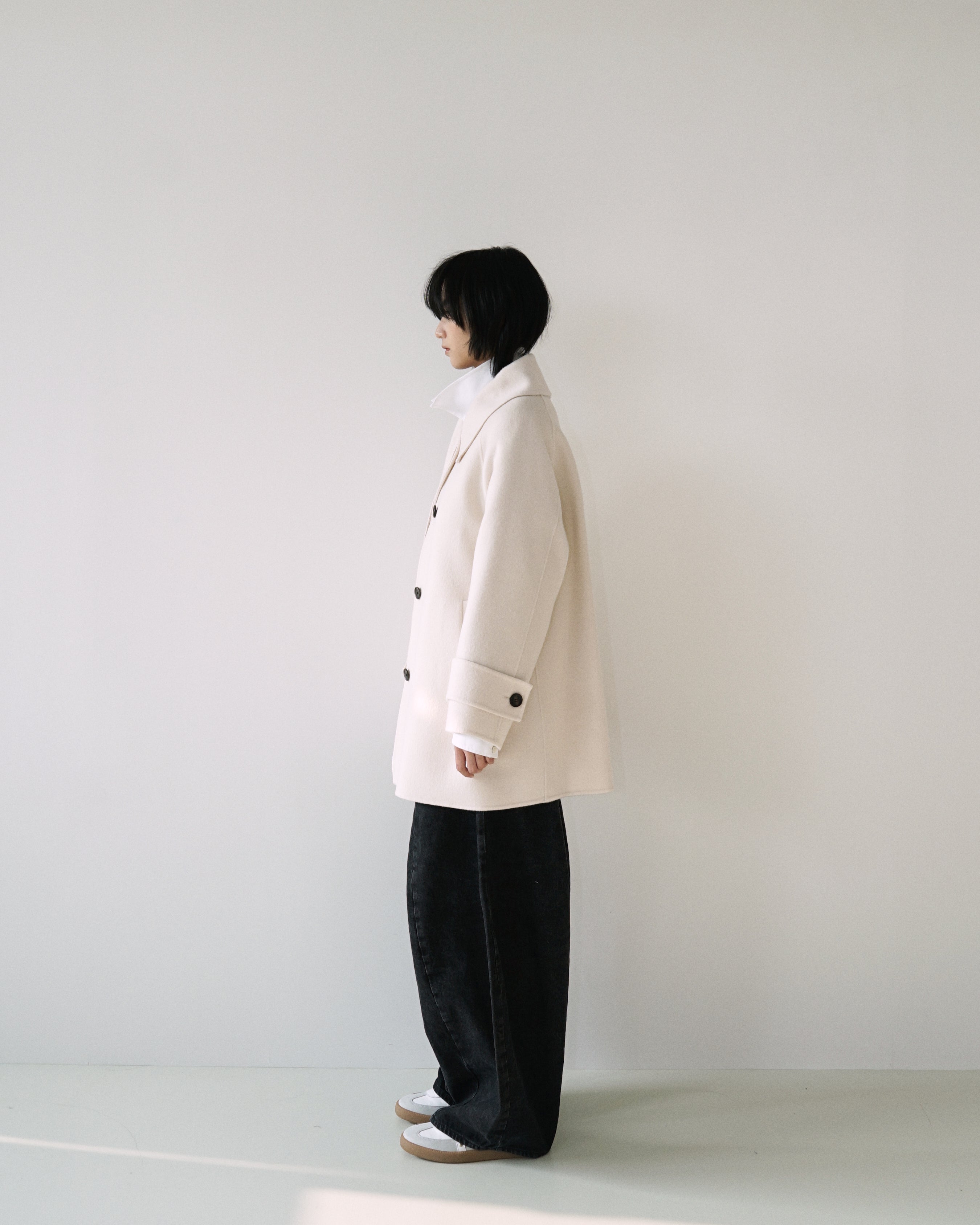 Kimhe Kim - Scarf Detail Half Coat (Ivory) product image 3 | TRAB K-Fashion Australia