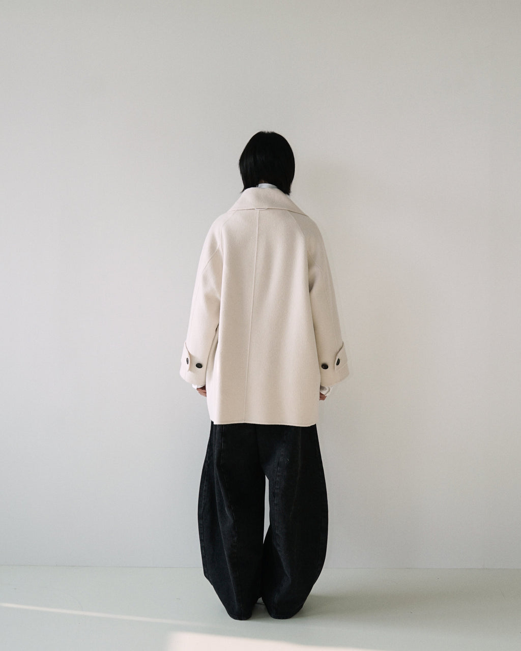 Kimhe Kim - Scarf Detail Half Coat (Ivory) product image 4 | TRAB K-Fashion Australia