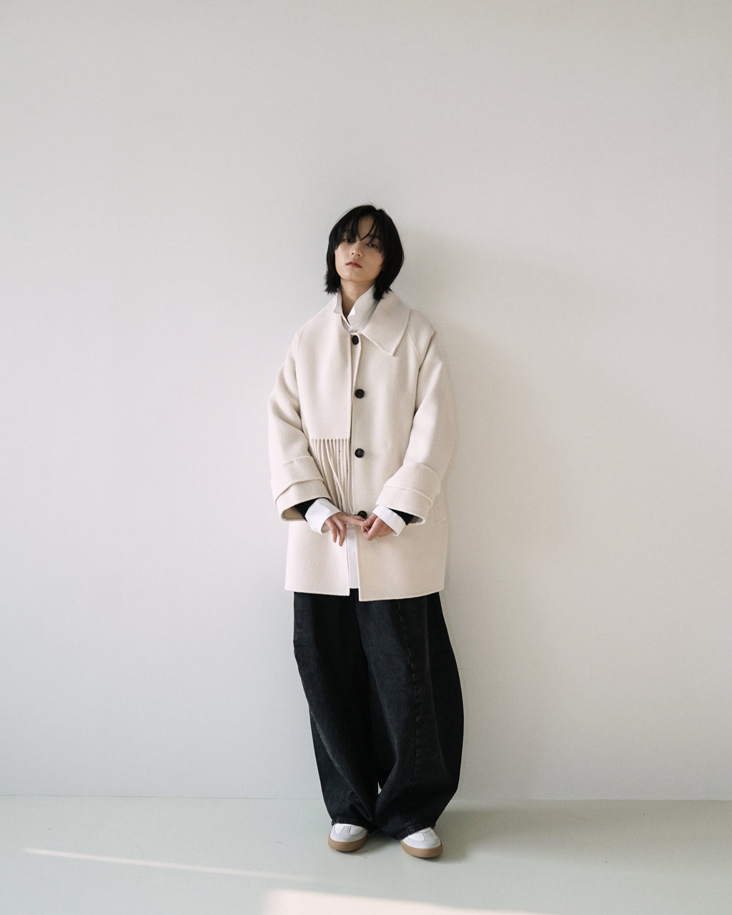 Kimhe Kim - Scarf Detail Half Coat (Ivory) product image 5 | TRAB K-Fashion Australia