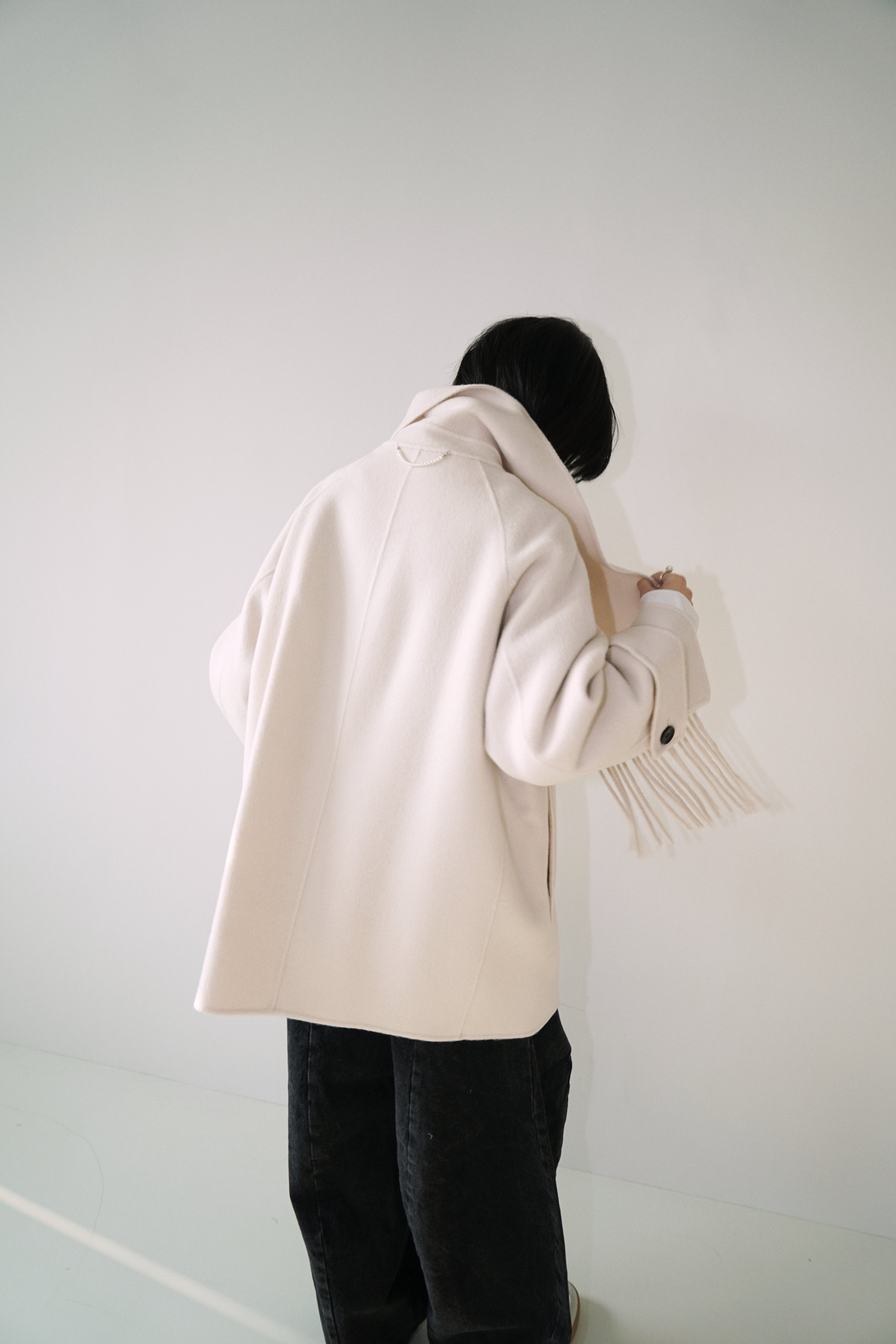 Kimhe Kim - Scarf Detail Half Coat (Ivory) product image 8 | TRAB K-Fashion Australia