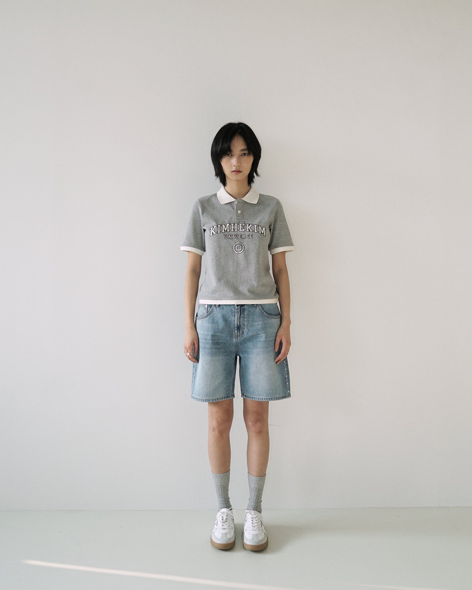 Kimhe Kim - Pearl Embellished Denim Shorts (Sky Blue) product image 2 | TRAB K-Fashion Australia