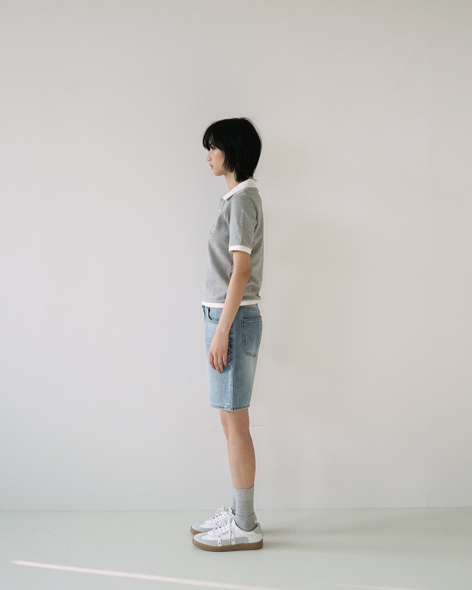 Kimhe Kim - Pearl Embellished Denim Shorts (Sky Blue) product image 4 | TRAB K-Fashion Australia