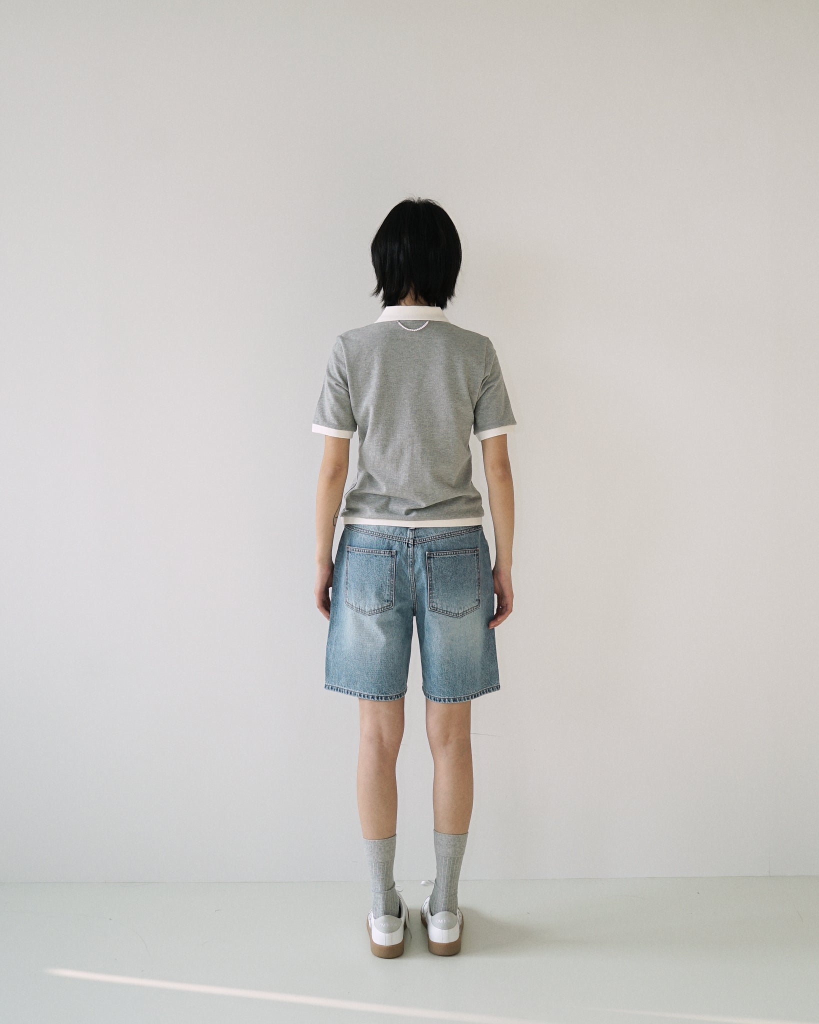 Kimhe Kim - Pearl Embellished Denim Shorts (Sky Blue) product image 5 | TRAB K-Fashion Australia