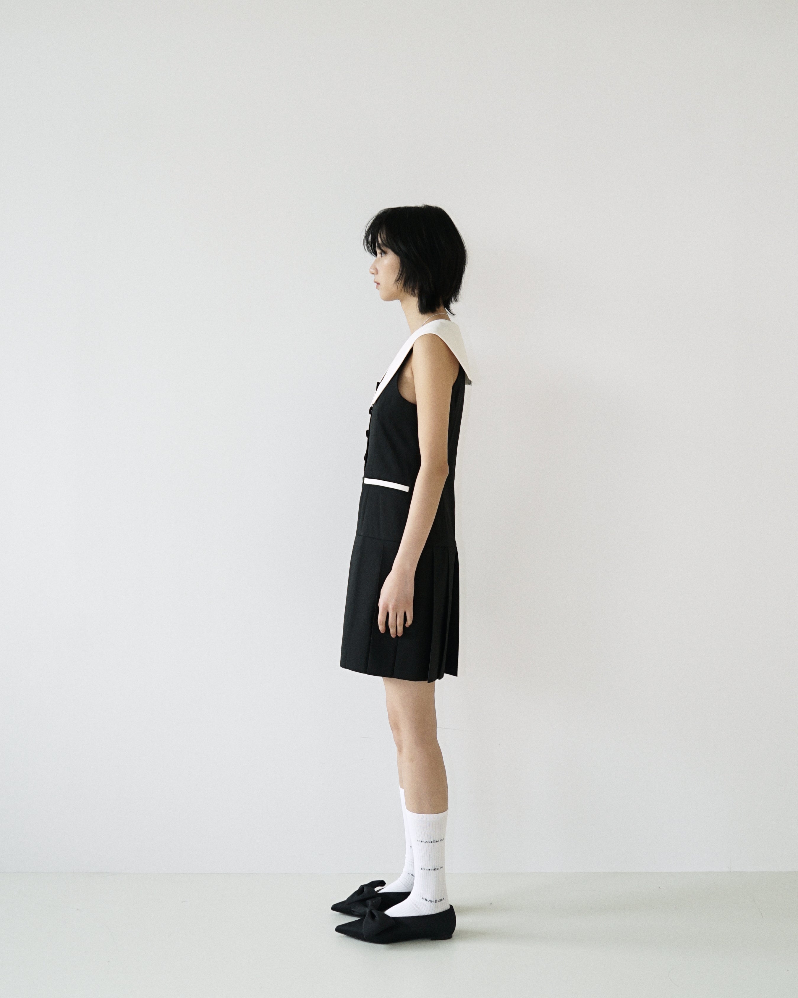 Kimhe Kim - Malevich Sailor Collar Pleated Sleeveless Dress (Black/Ivory) product image 4 | TRAB K-Fashion Australia