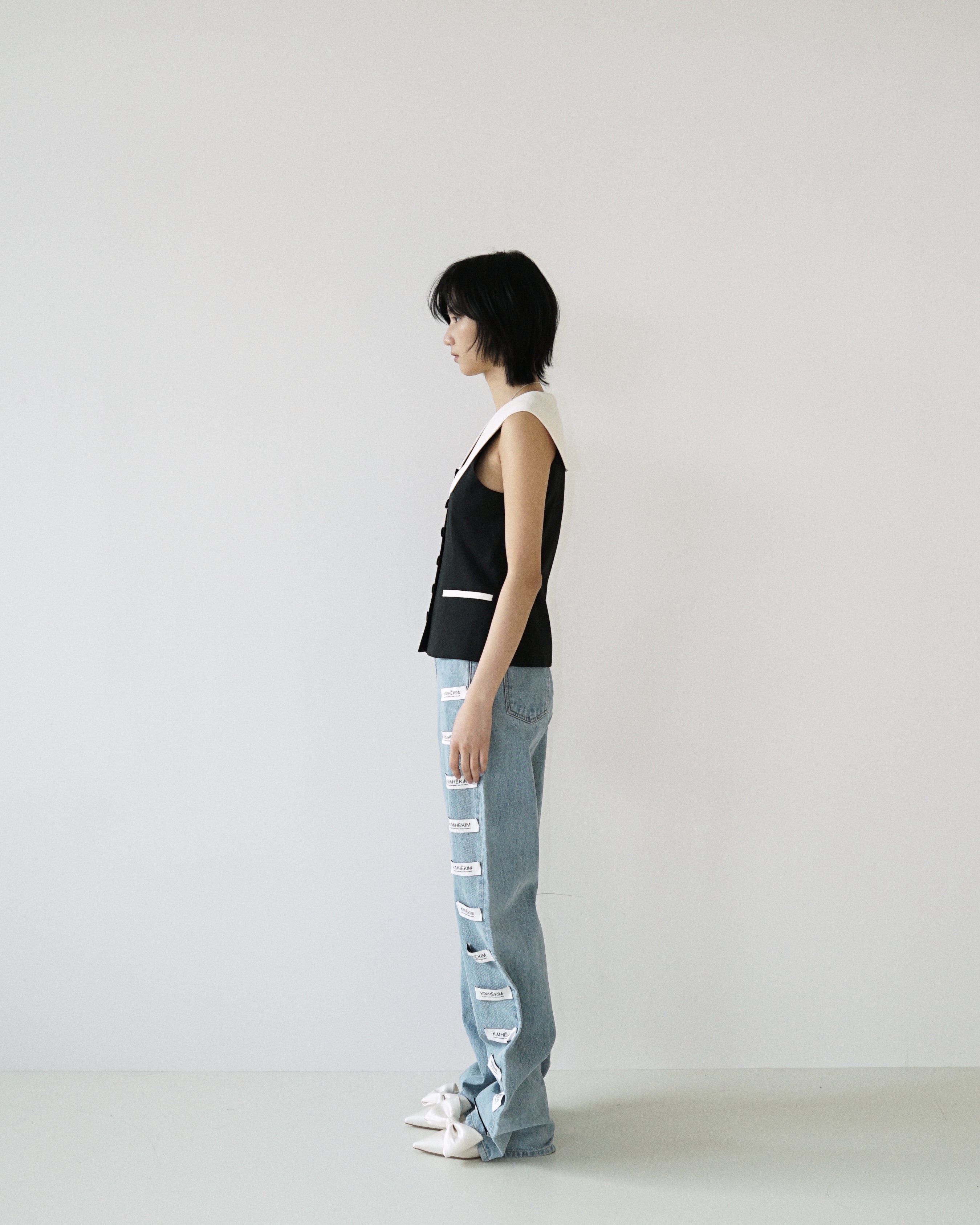 Kimhe Kim - Malevich Sailor Collar Vest (Black/Ivory) product image 4 | TRAB K-Fashion Australia