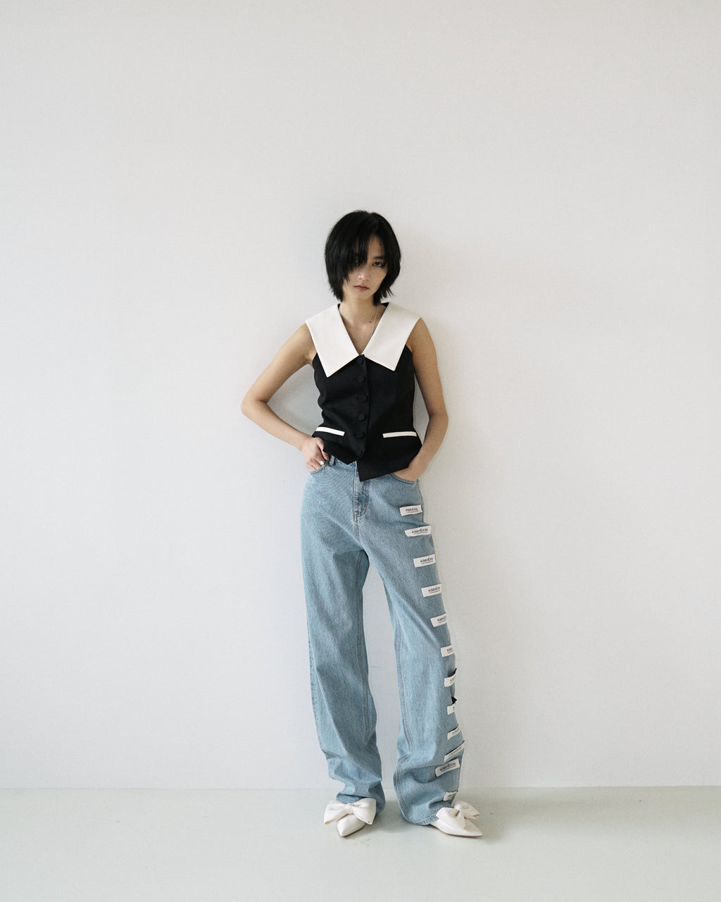 Kimhe Kim - Malevich Sailor Collar Vest (Black/Ivory) product image 6 | TRAB K-Fashion Australia