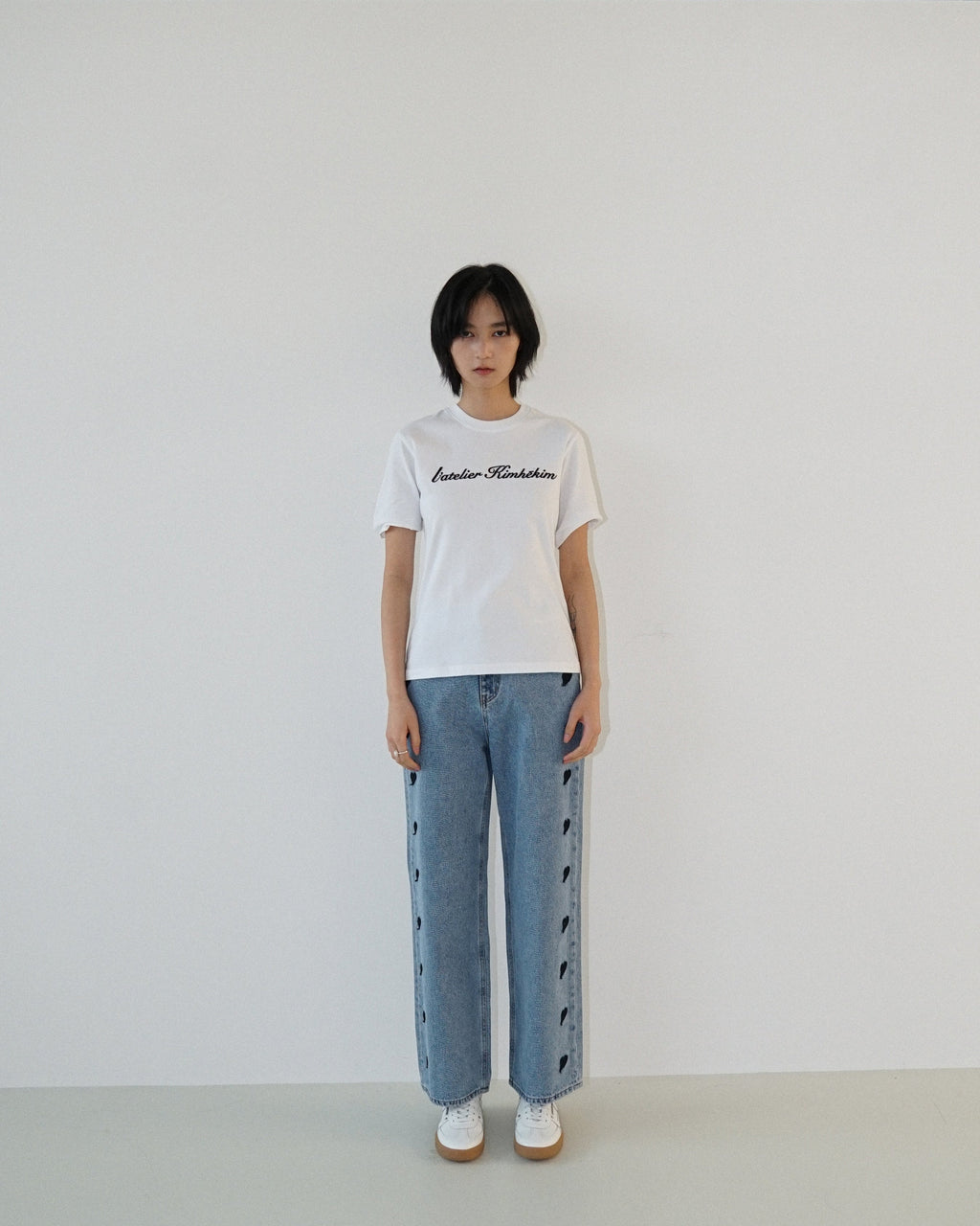 Kimhe Kim - Heart Patches Jeans (Sky Blue/Black) product image 2 | TRAB K-Fashion Australia