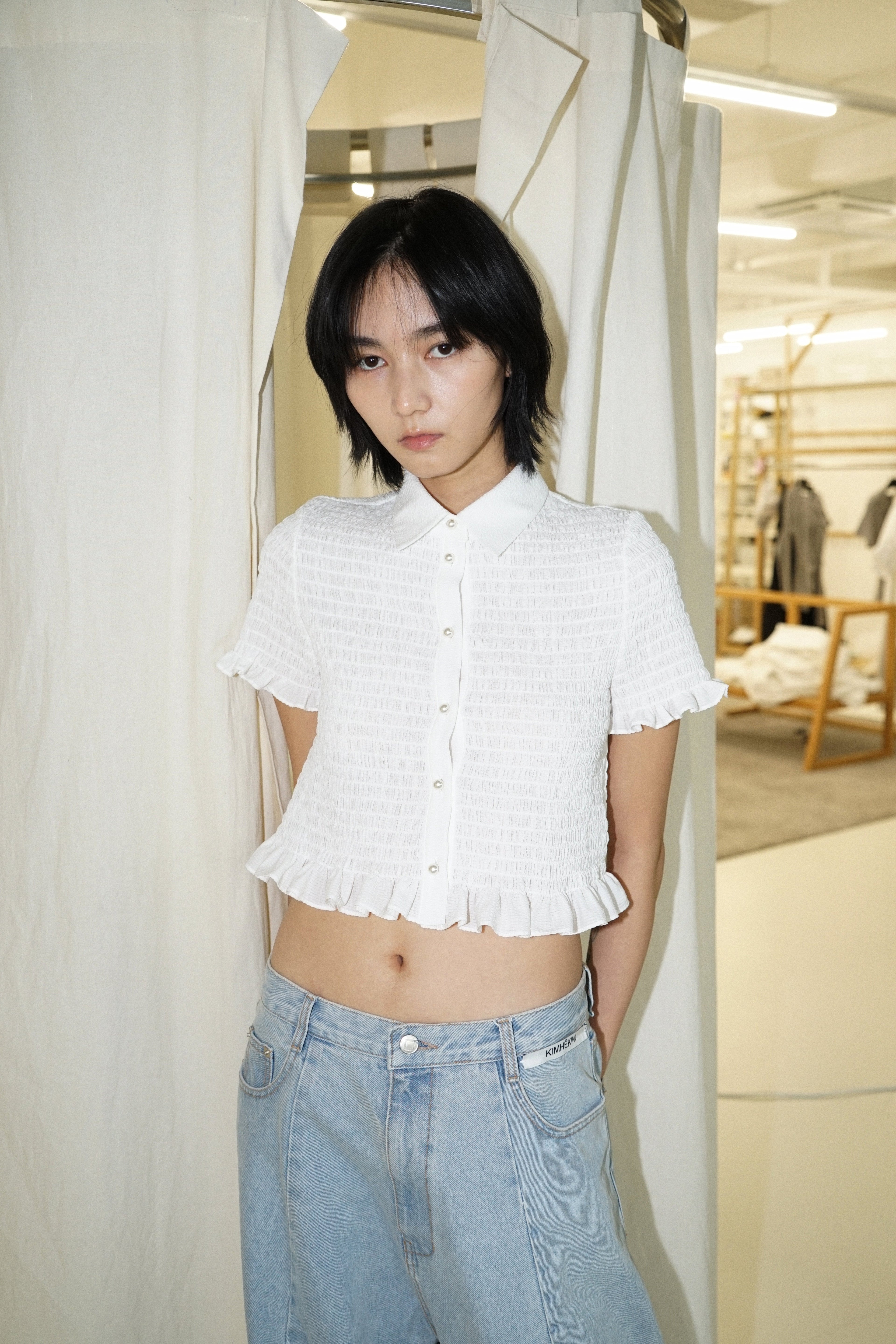 Kimhe Kim - Lena Cropped Shirt (Ivory) product image 6 | TRAB K-Fashion Australia
