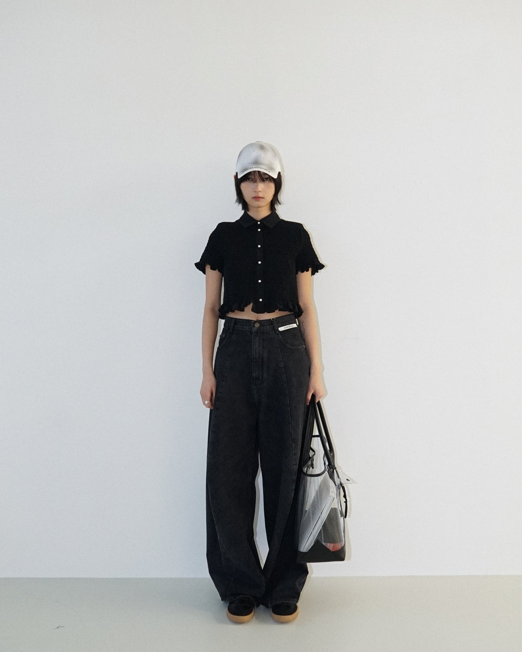 Kimhe Kim - Spray Dyed Cap (White/Charcoal) product image 7 | TRAB K-Fashion Australia