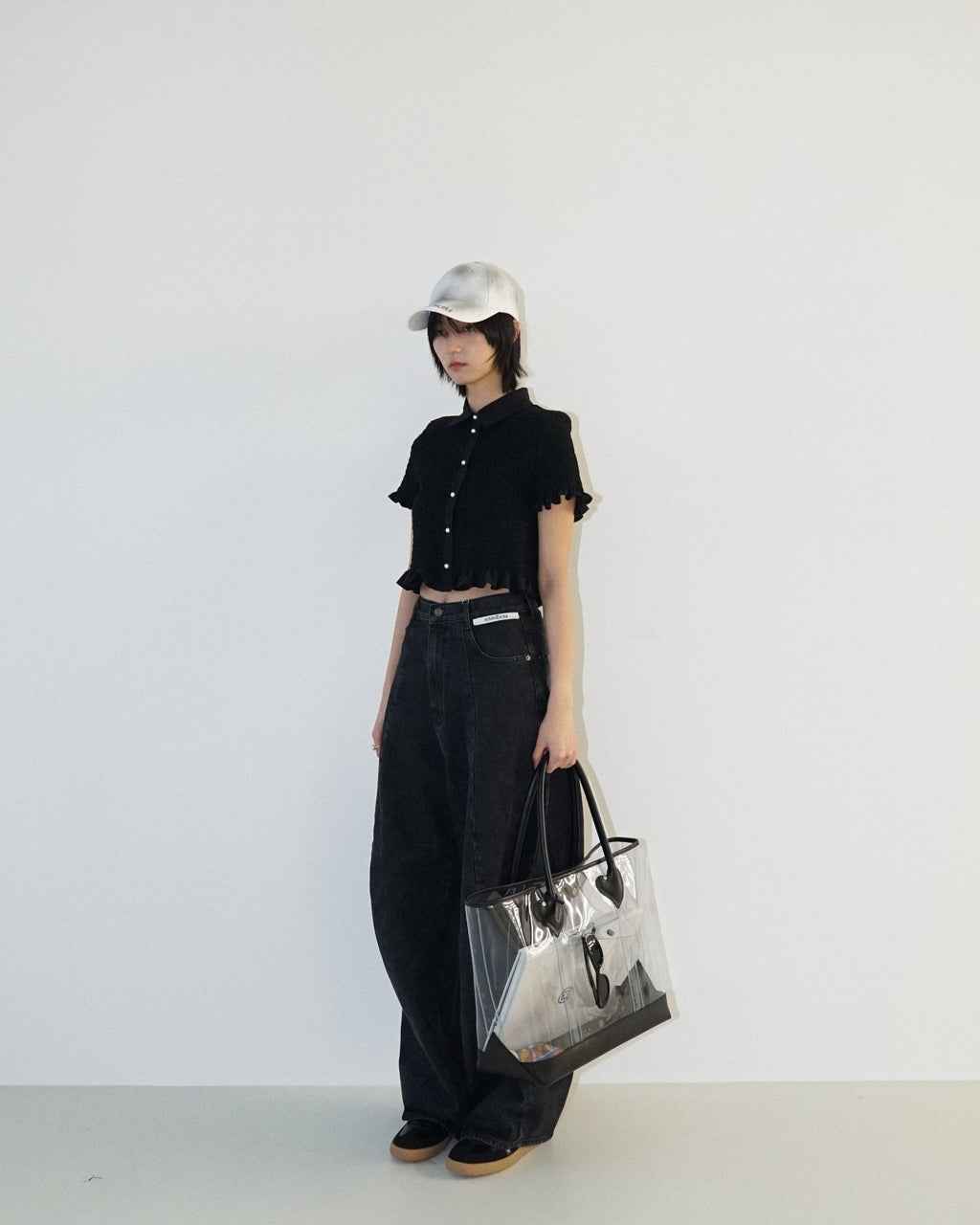 Kimhe Kim - Spray Dyed Cap (White/Charcoal) product image 8 | TRAB K-Fashion Australia