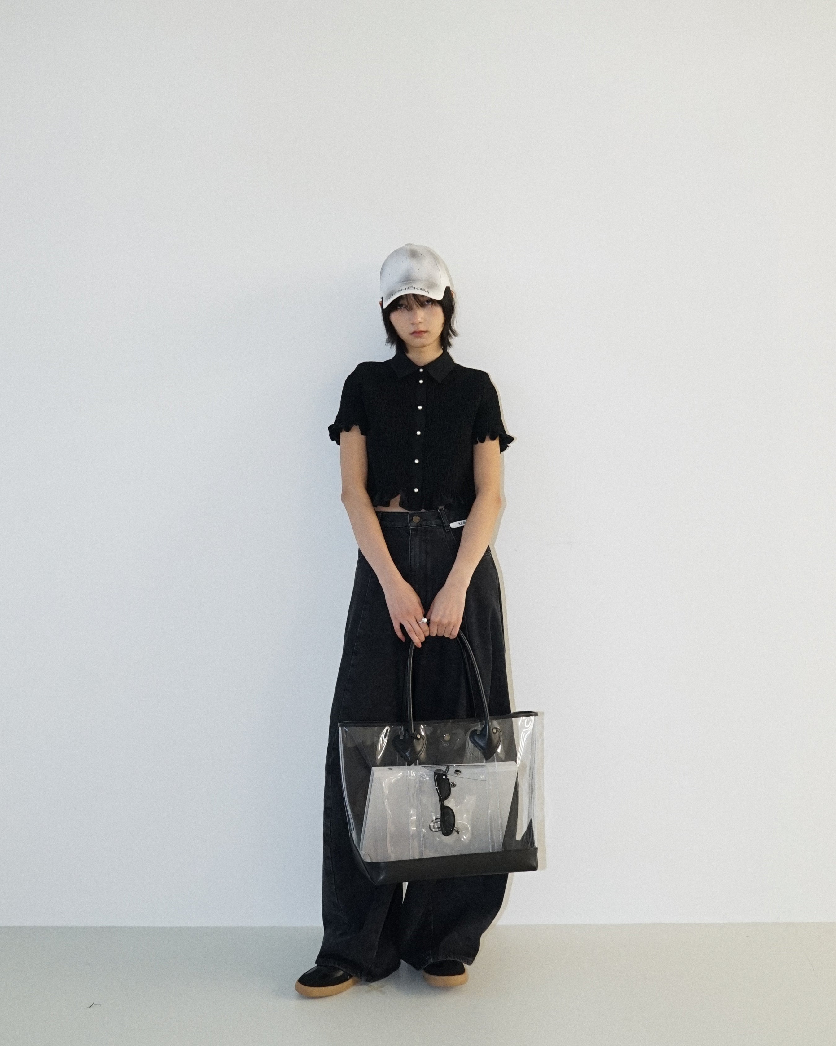 Kimhe Kim - Spray Dyed Cap (White/Charcoal) product image 6 | TRAB K-Fashion Australia