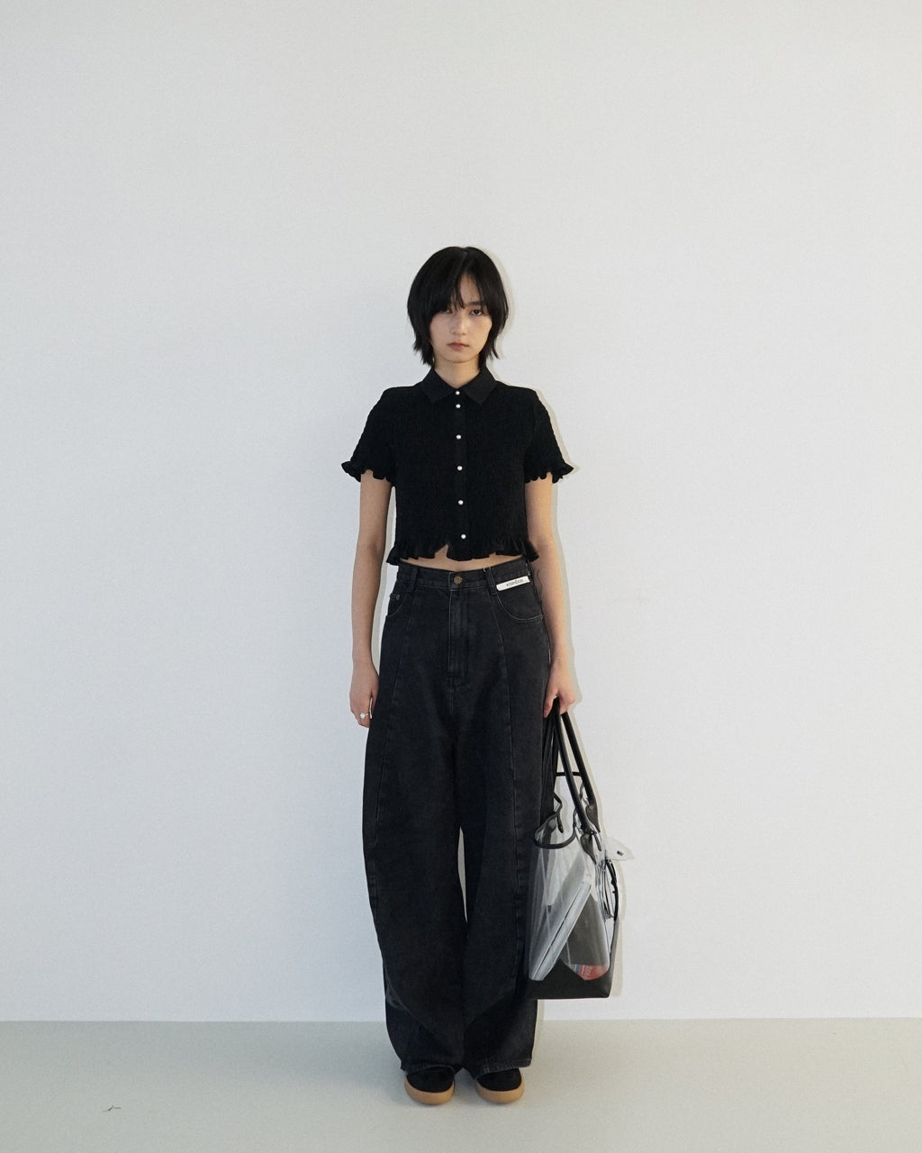 Kimhe Kim - Lena Cropped Shirt (Black) product image 10 | TRAB K-Fashion Australia