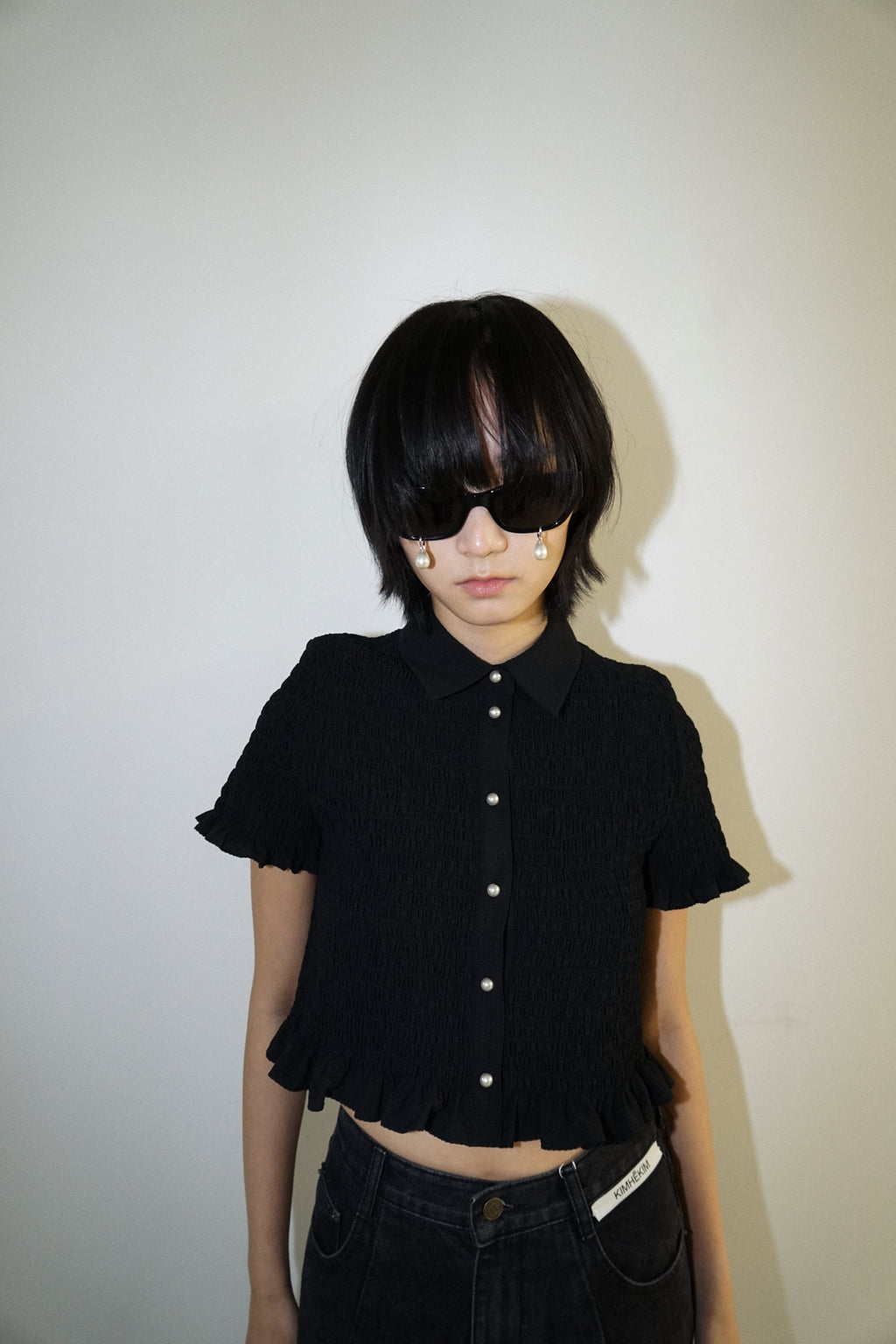 Kimhe Kim - Lena Cropped Shirt (Black) product image 6 | TRAB K-Fashion Australia