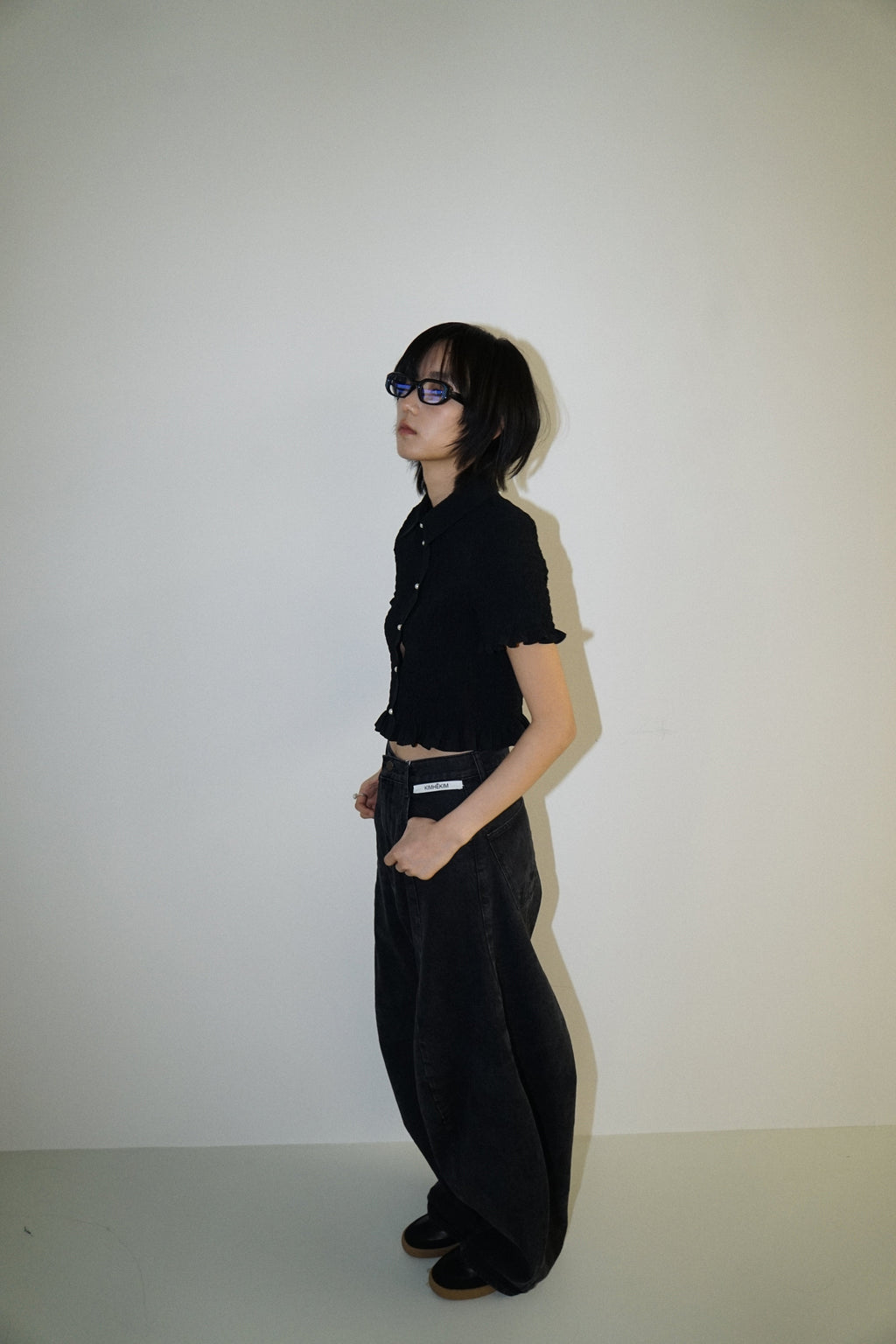 Kimhe Kim - Lena Cropped Shirt (Black) product image 7 | TRAB K-Fashion Australia