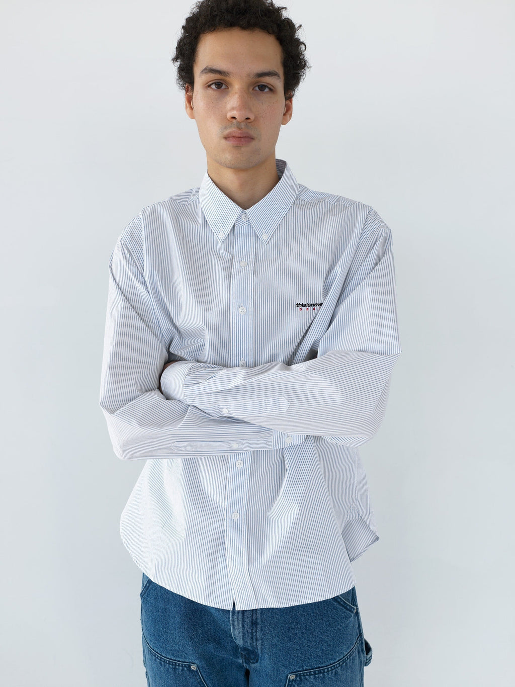 thisisneverthat - DSN Striped Shirt (White) product image 5 | TRAB K-Fashion Australia