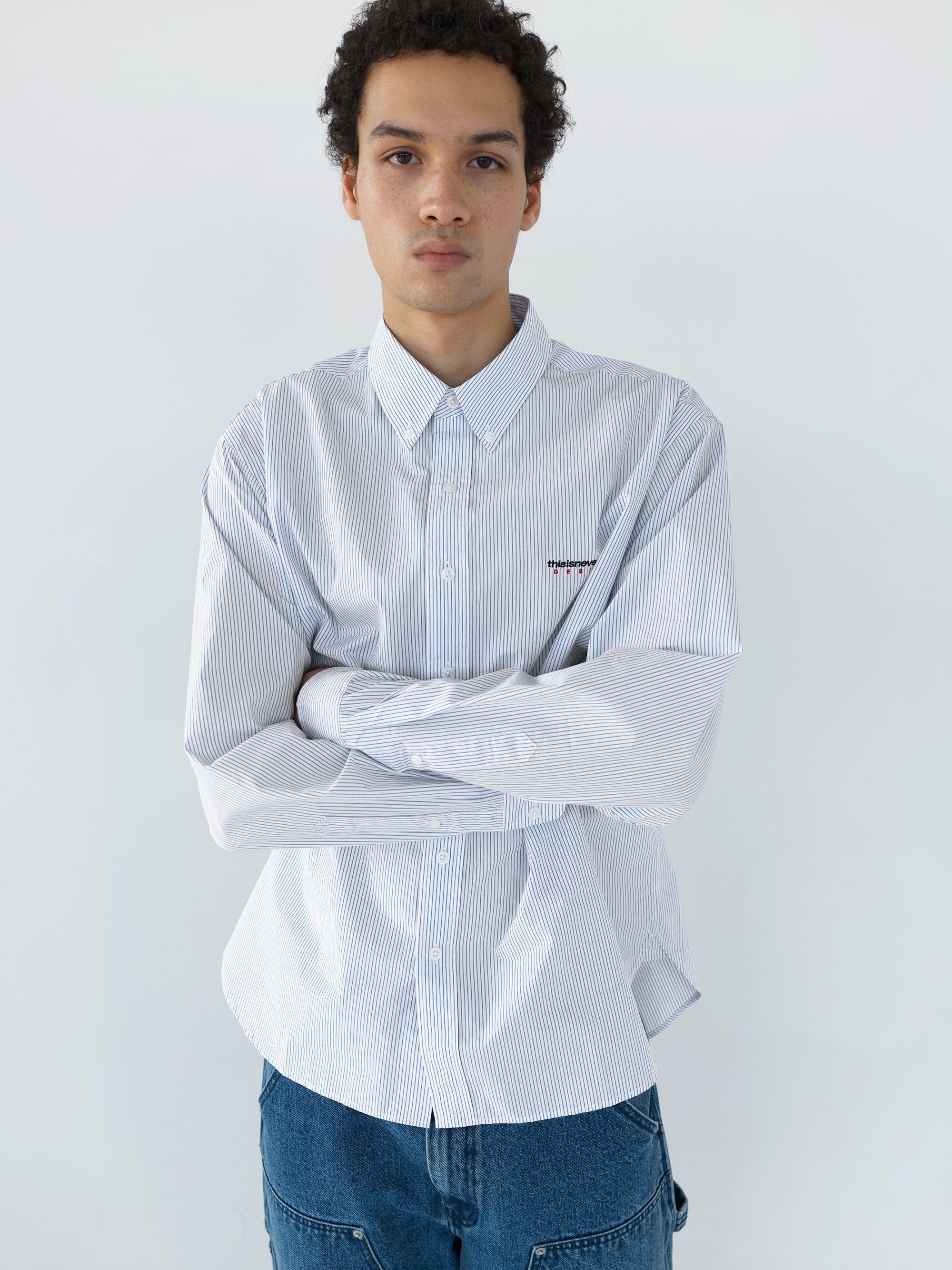 thisisneverthat - DSN Striped Shirt (White) product image 5 | TRAB K-Fashion Australia