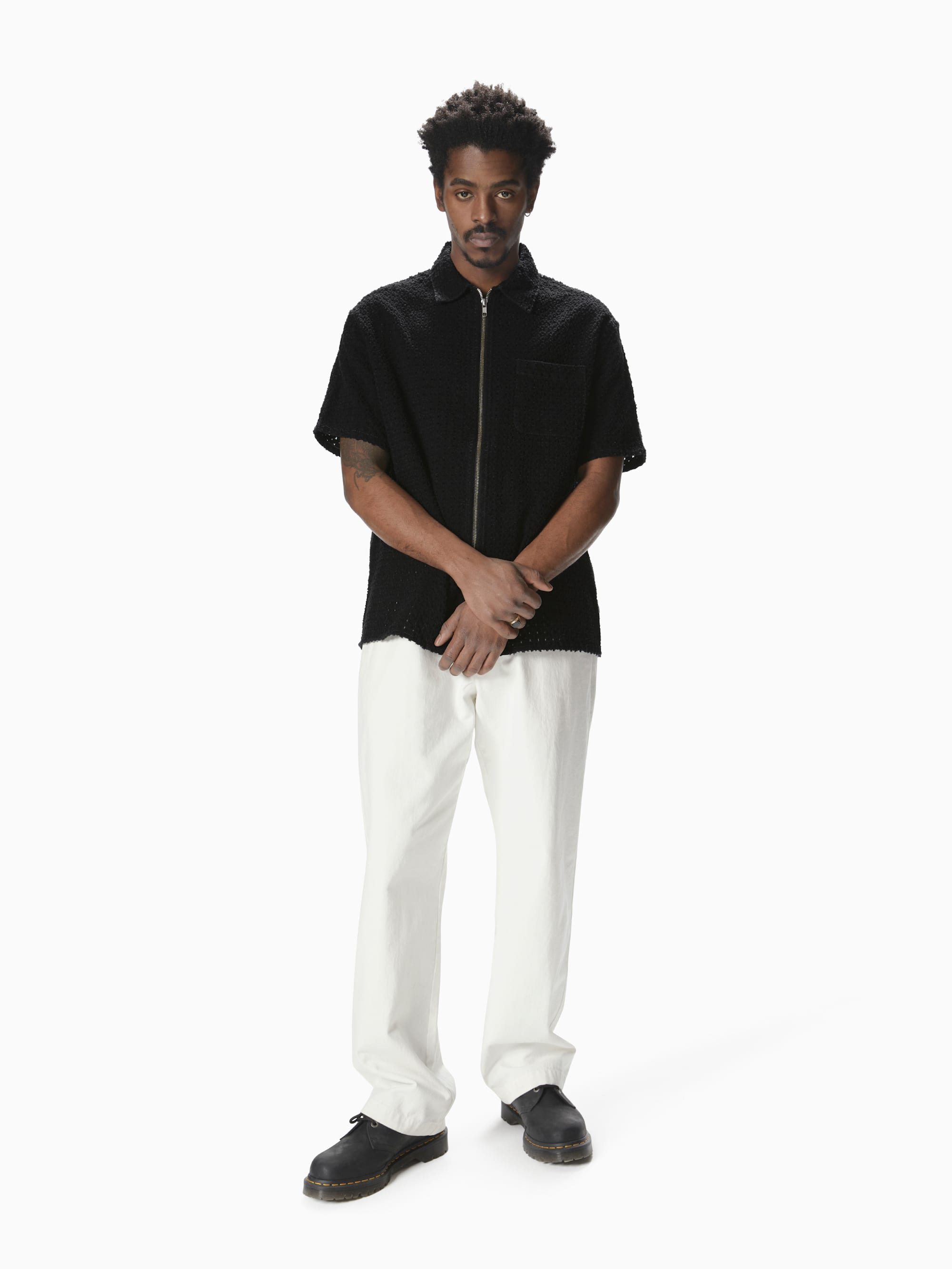 thisisneverthat - Damaged Denim Zip S/S Shirt (Black) product image 4 | TRAB K-Fashion Australia