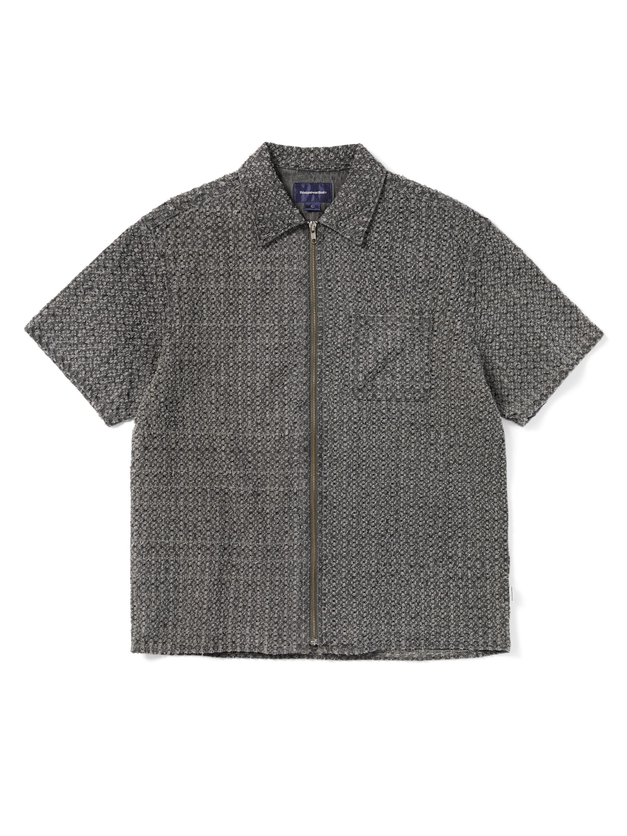 thisisneverthat - Damaged Denim Zip S/S Shirt (Grey) product image 1 | TRAB K-Fashion Australia
