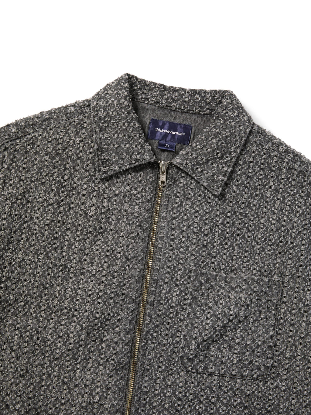 thisisneverthat - Damaged Denim Zip S/S Shirt (Grey) product image 2 | TRAB K-Fashion Australia