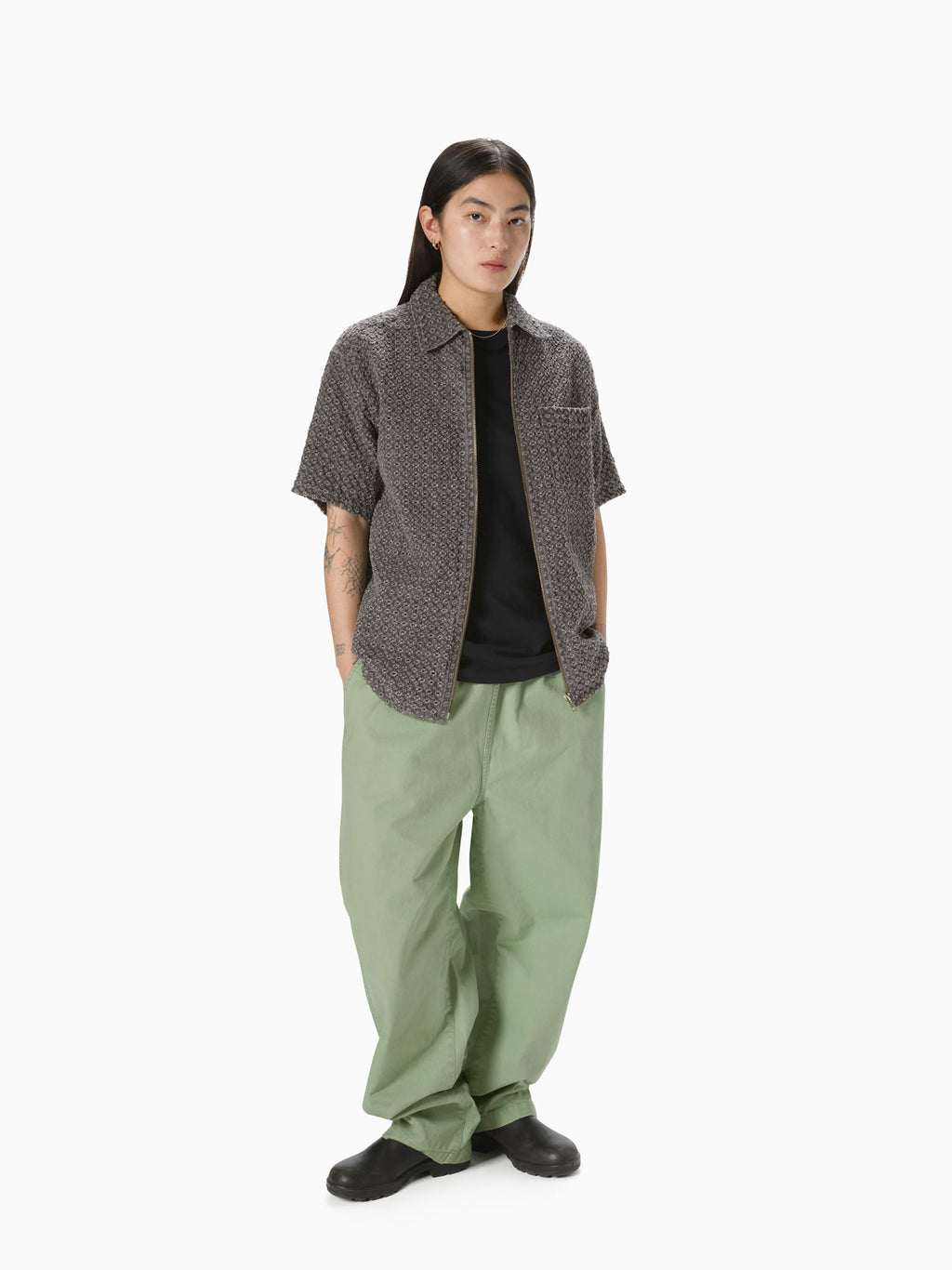 thisisneverthat - Damaged Denim Zip S/S Shirt (Grey) product image 5 | TRAB K-Fashion Australia