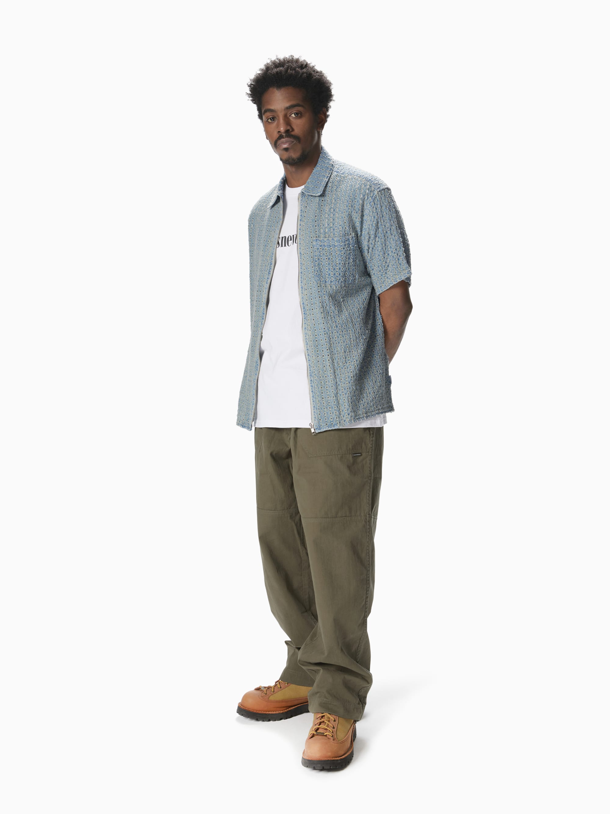 thisisneverthat - Damaged Denim Zip S/S Shirt (Blue) product image 4 | TRAB K-Fashion Australia