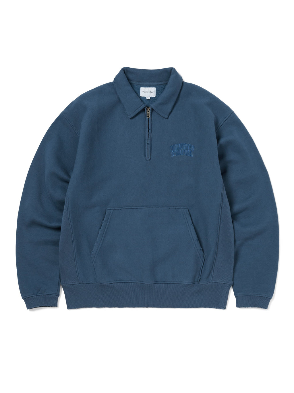 thisisneverthat - Damaged Half Zip Polo Sweatshirt Deep (Water) product image 1 | TRAB K-Fashion Australia