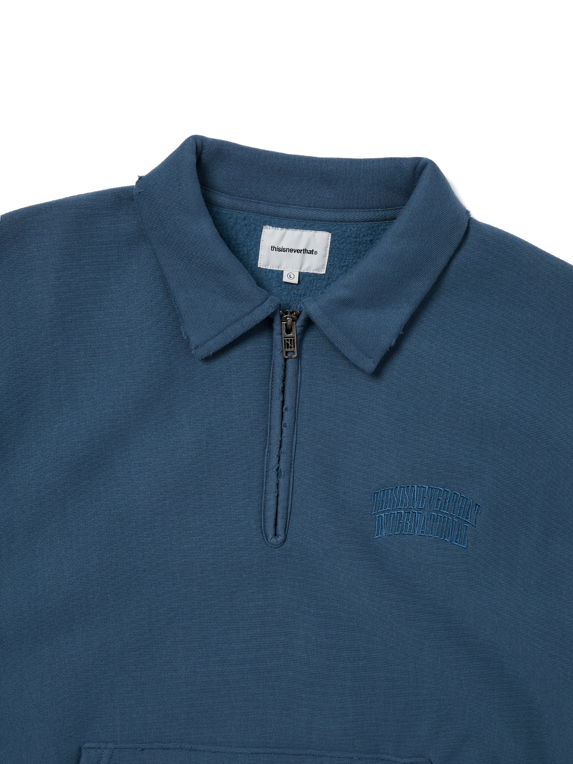 thisisneverthat - Damaged Half Zip Polo Sweatshirt Deep (Water) product image 2 | TRAB K-Fashion Australia