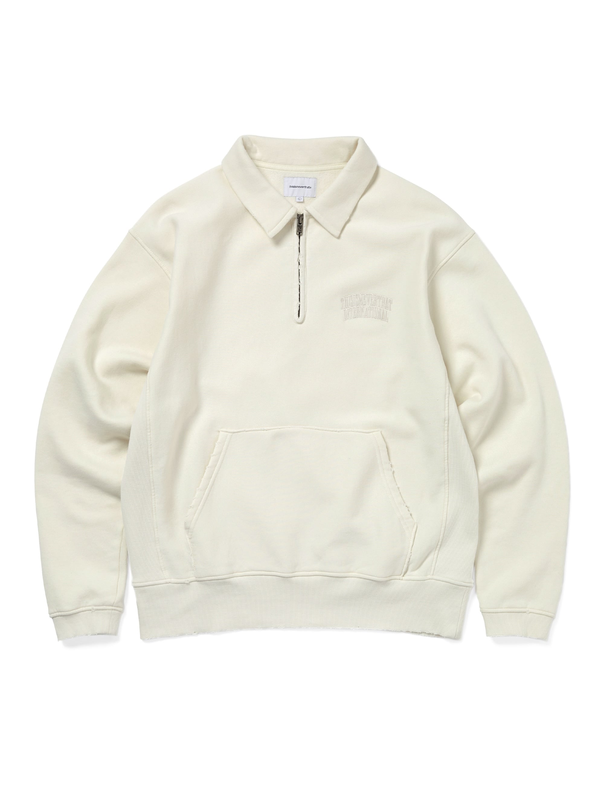 thisisneverthat - Damaged Half Zip Polo Sweatshirt (Natural) product image 1 | TRAB K-Fashion Australia