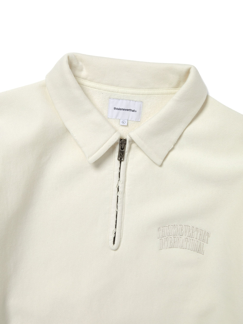 thisisneverthat - Damaged Half Zip Polo Sweatshirt (Deep Natural) product image 2 | TRAB K-Fashion Australia