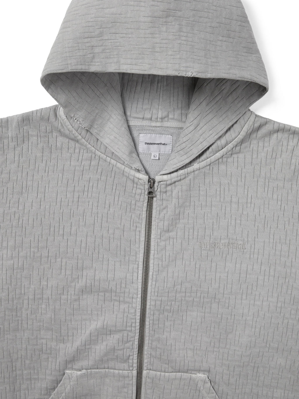 thisisneverthat - Damaged Zip Up Hoodie (Grey) product image 2 | TRAB K-Fashion Australia