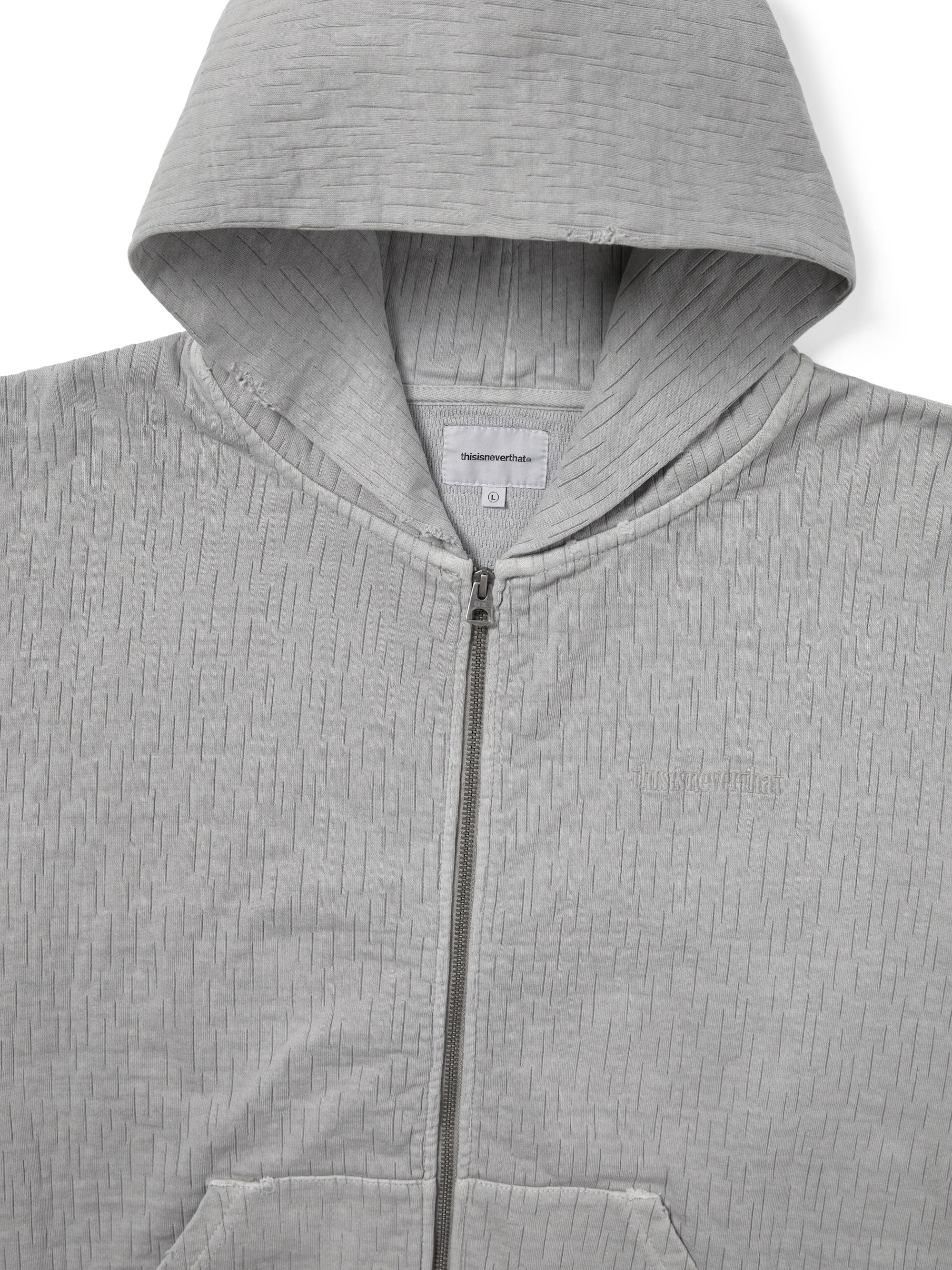 thisisneverthat - Damaged Zip Up Hoodie (Khaki Grey) product image 2 | TRAB K-Fashion Australia