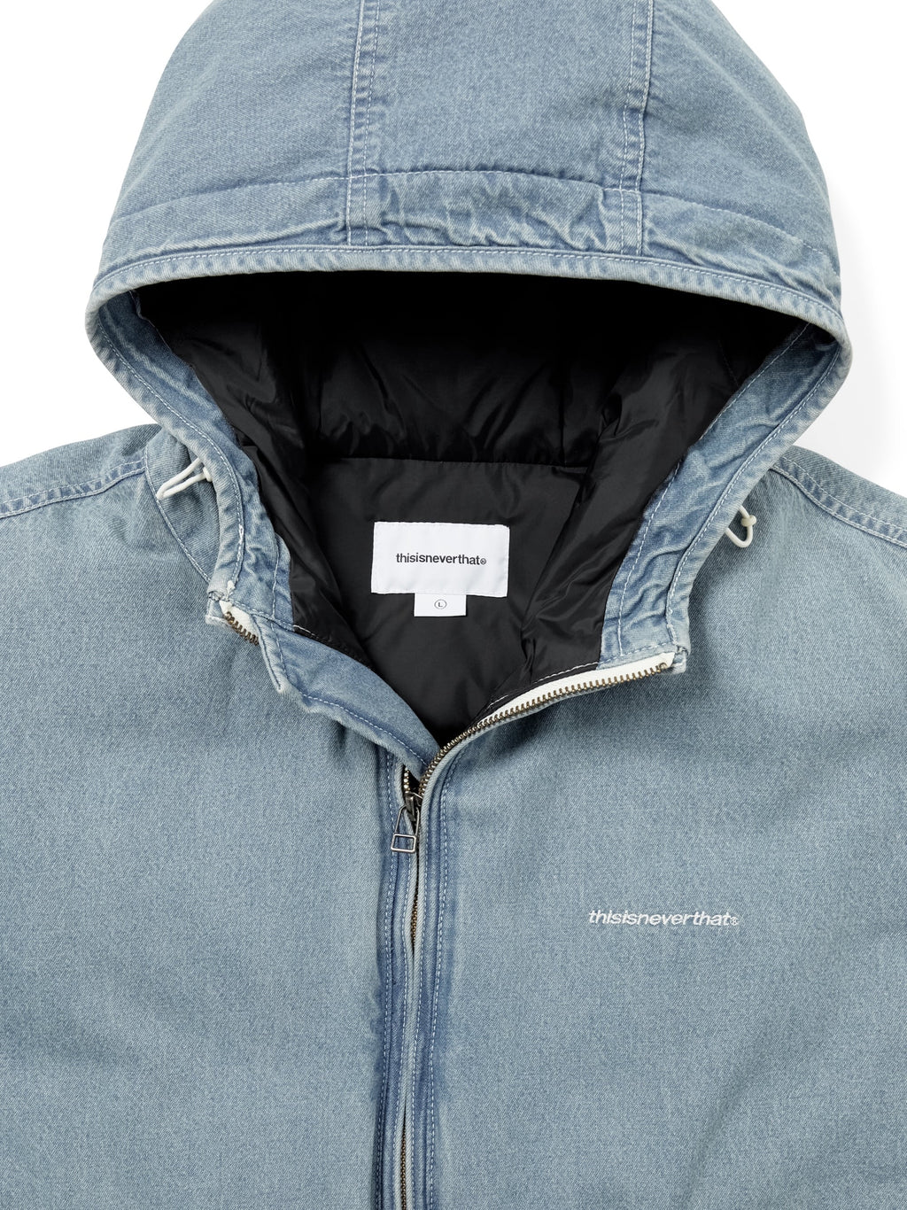 thisisneverthat - Denim Down Puffer Jacket (Blue) product image 2 | TRAB K-Fashion Australia