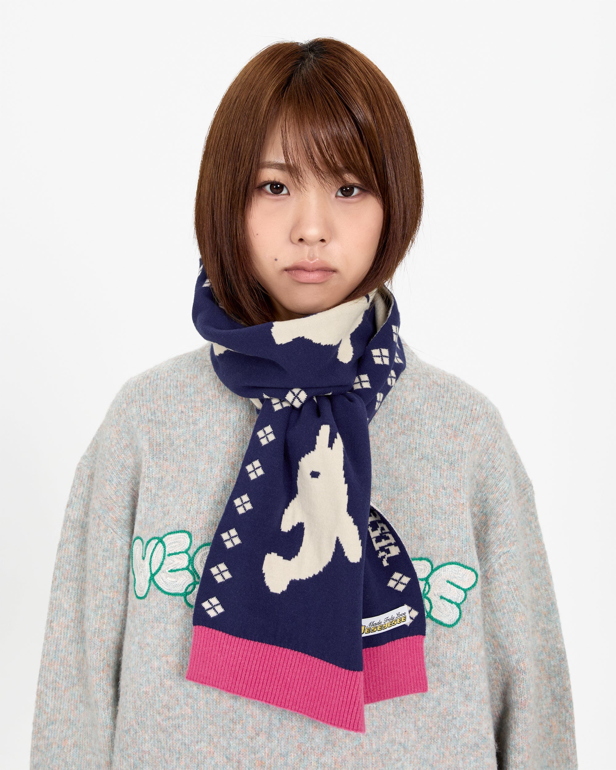yeseyesee - Dolphin Knit Scarf (Navy) product image 8 | TRAB K-Fashion Australia