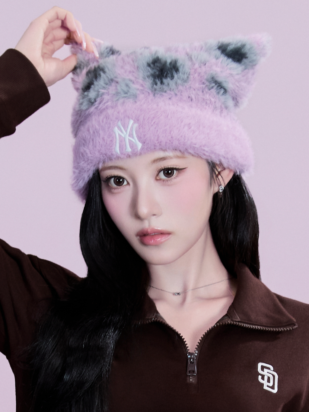 MLB Korea - MLB Leopard Meow Beanie New York Yankees (Lavender) product image 1 | TRAB K-Fashion Australia