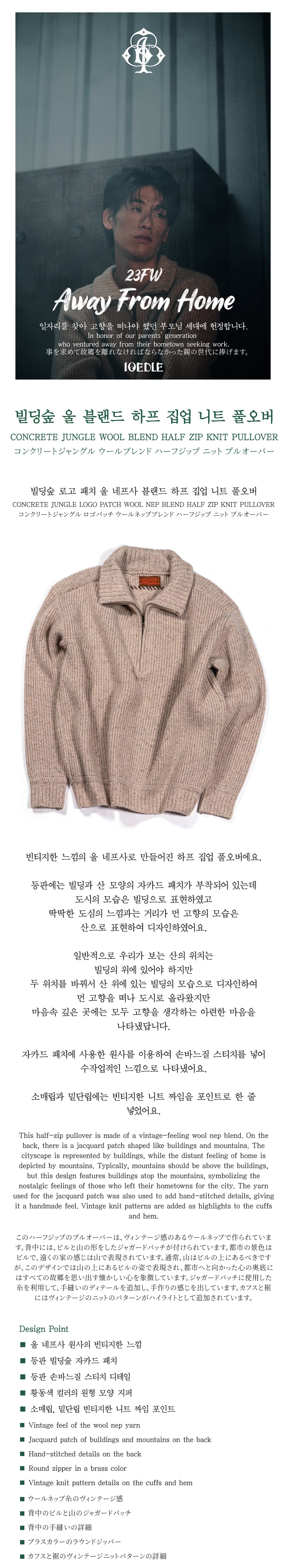 Ioedle - Building Forest Wool Blend Half Zip-Up Knit Pullover (Beige) product image 8 | TRAB K-Fashion Australia
