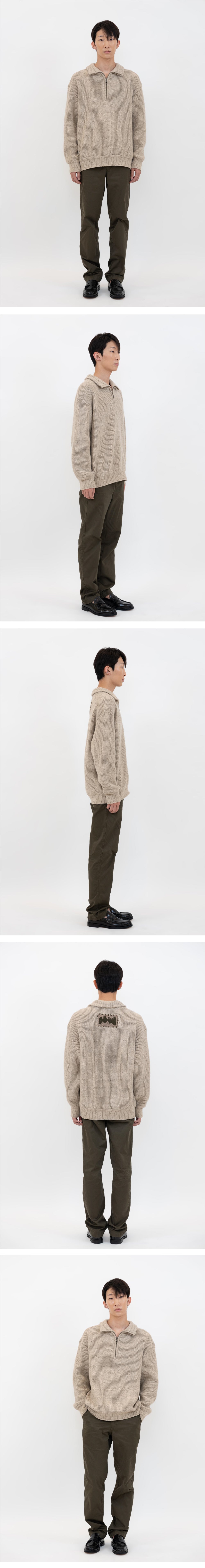 Ioedle - Building Forest Wool Blend Half Zip-Up Knit Pullover (Beige) product image 11 | TRAB K-Fashion Australia
