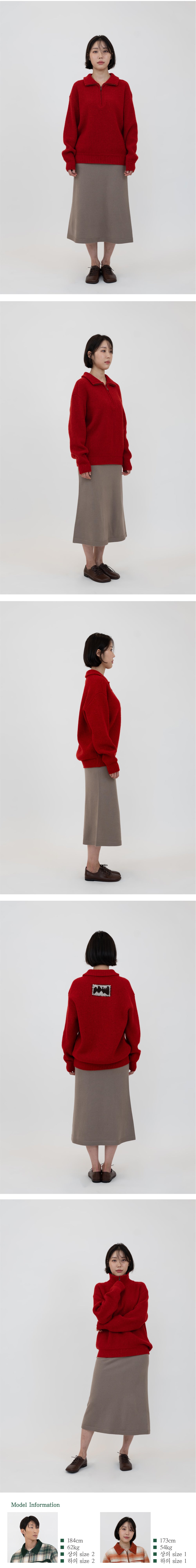 Ioedle - Building Forest Wool Blend Half Zip-Up Knit Pullover (Red) product image 12 | TRAB K-Fashion Australia