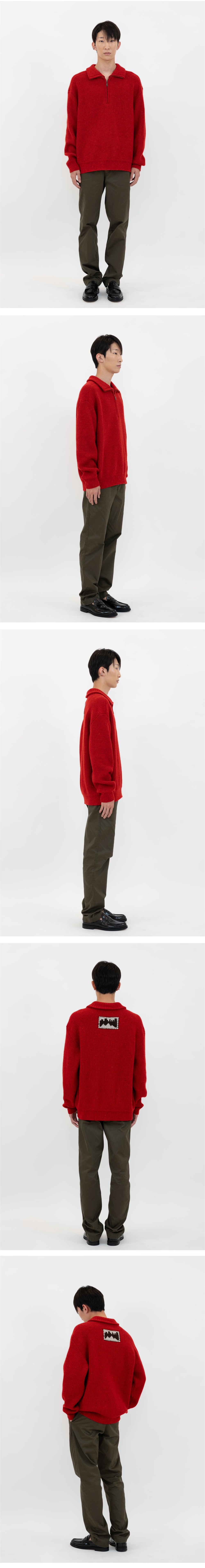 Ioedle - Building Forest Wool Blend Half Zip-Up Knit Pullover (Red) product image 11 | TRAB K-Fashion Australia